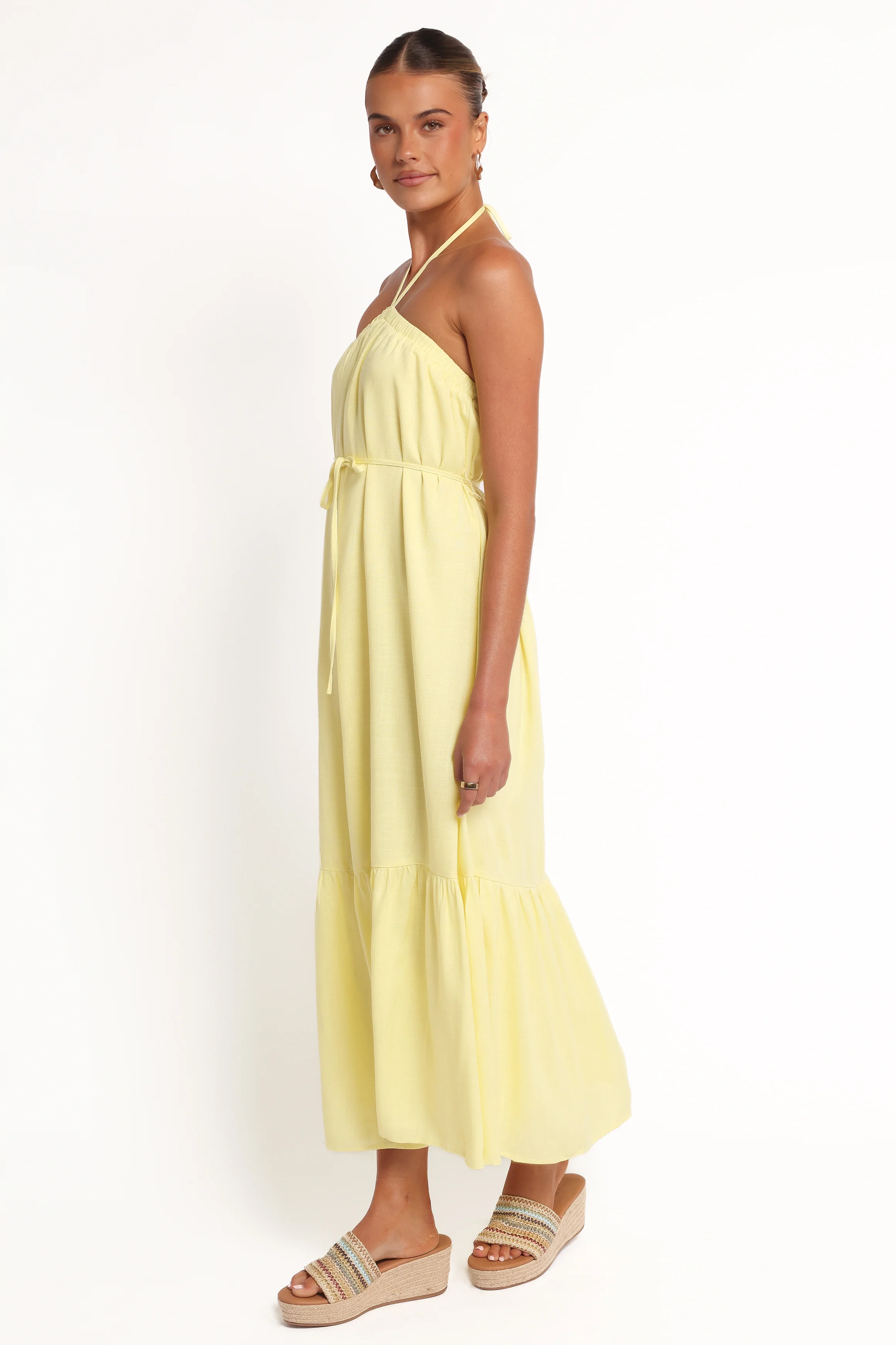 View Halterneck Maxi Dress - Lemon