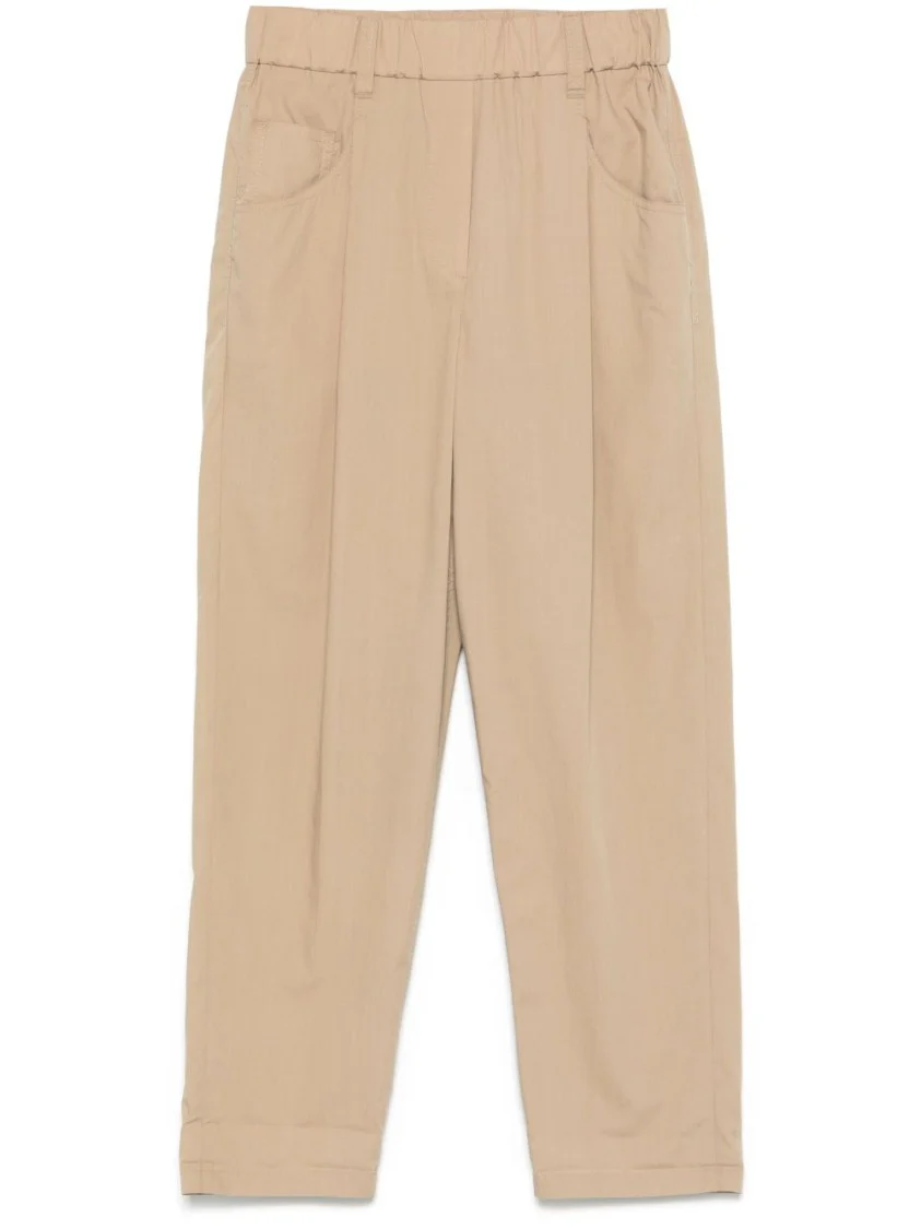 Light Brown Trousers With Elasticated Waistband