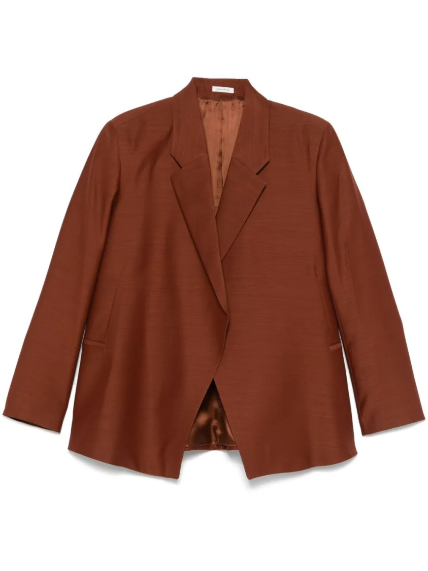 Relaxed Rust Brown Open Blazer With Peak Lapels