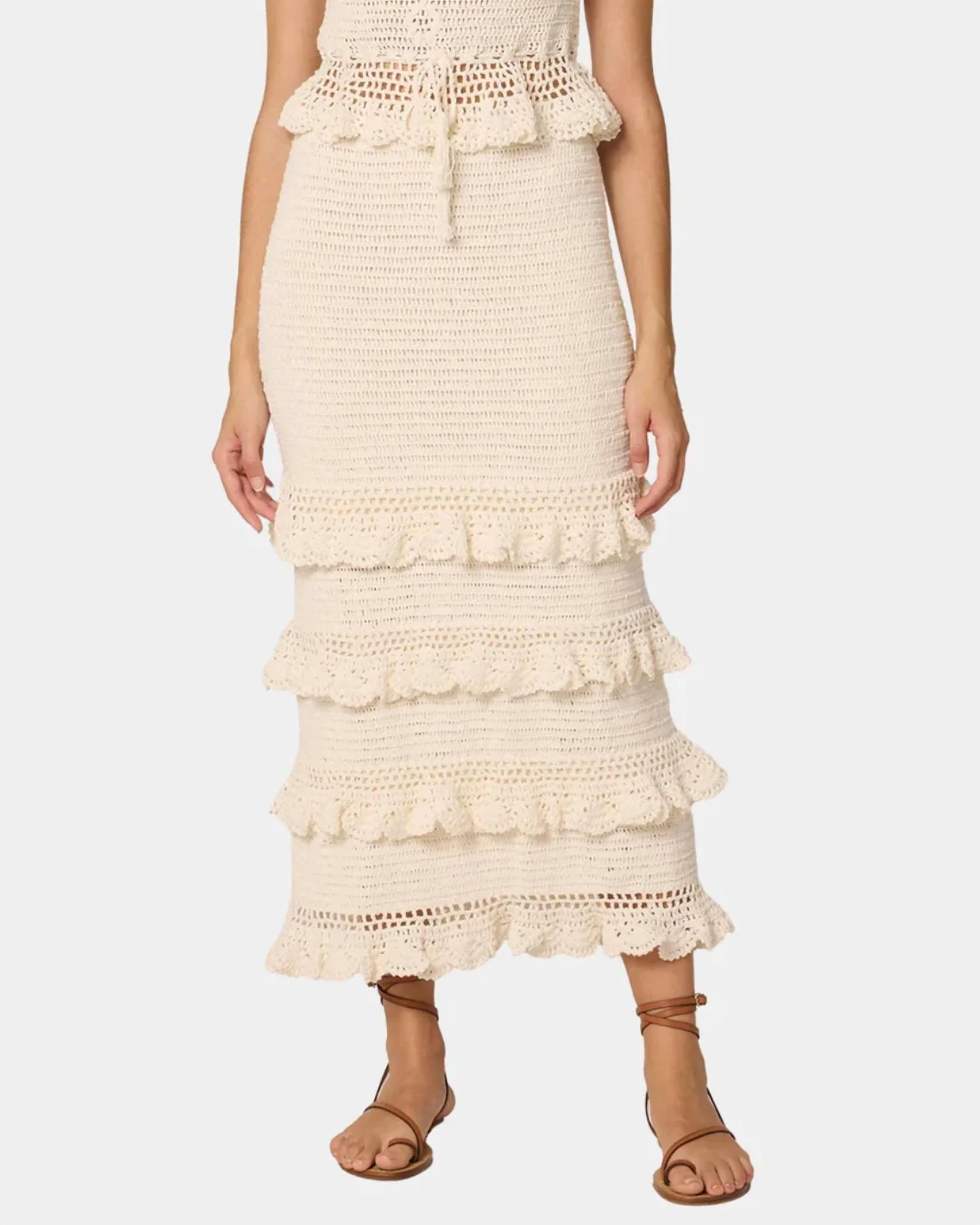 Serena Crochet Ankle Skirt In Ivory