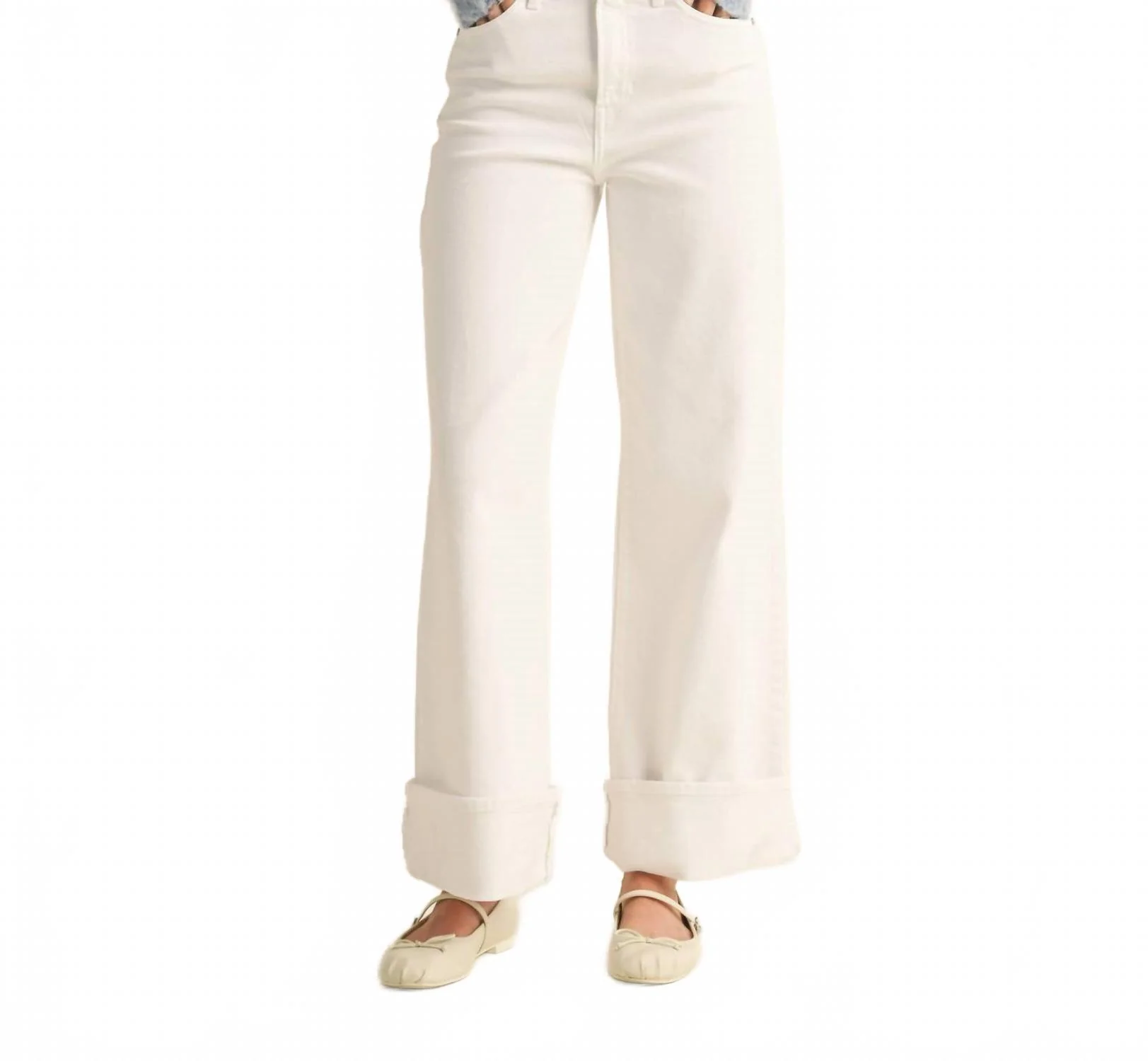 Palazzo Cuffed Pant In Optic White