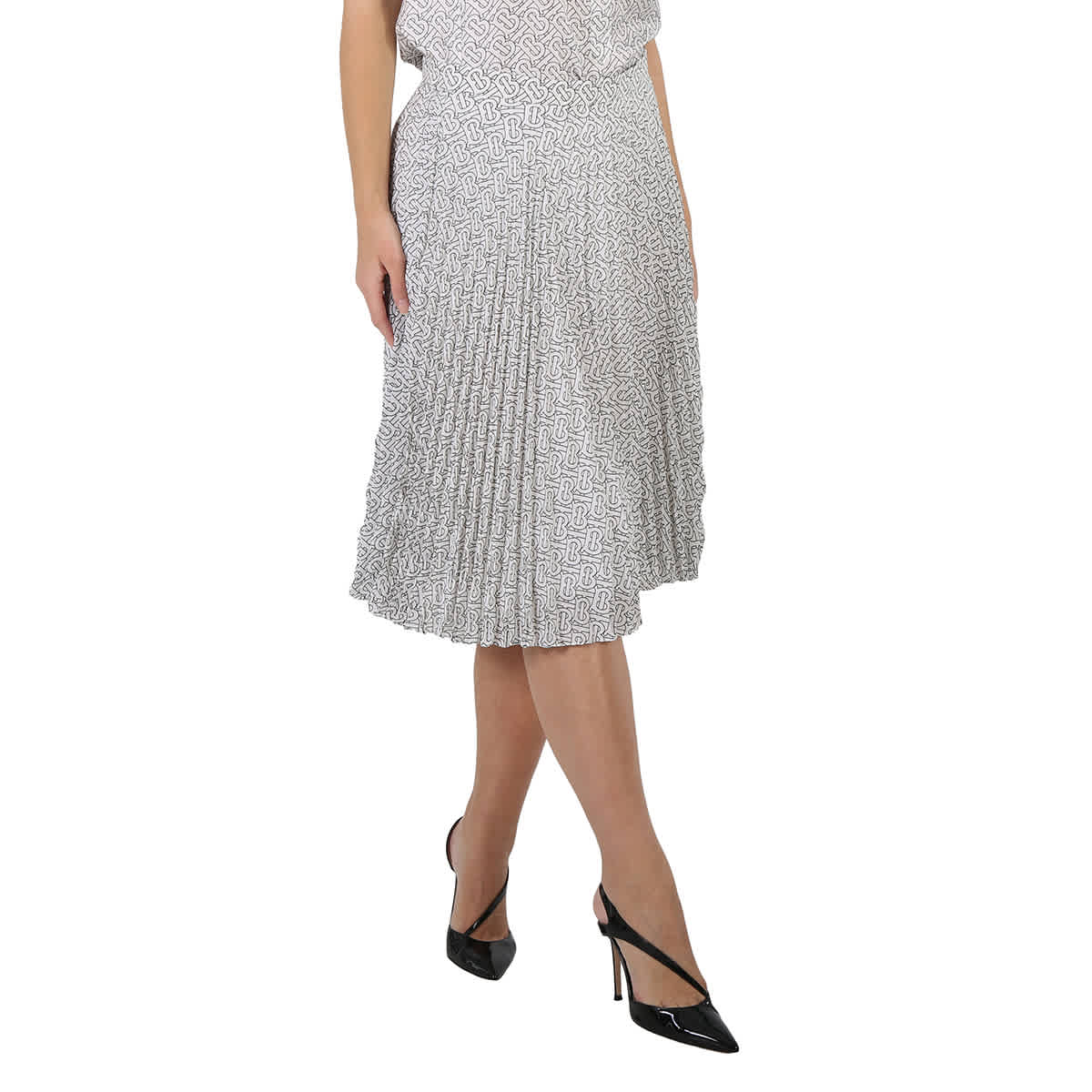 Burberry Ladies TB Monogram Pleated High-waist Skirt