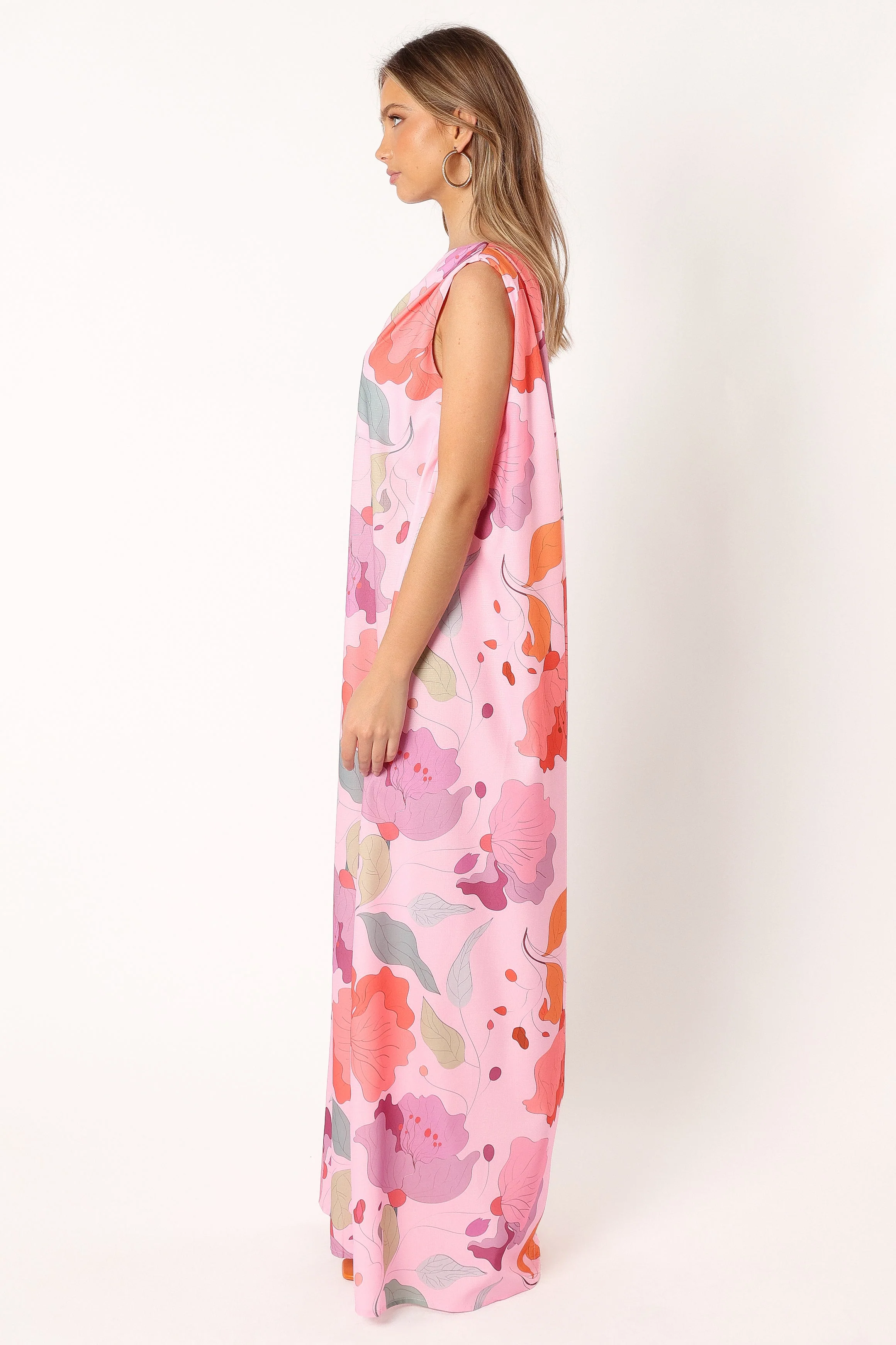 Tillie One Shoulder Maxi Dress - Pink Floral
