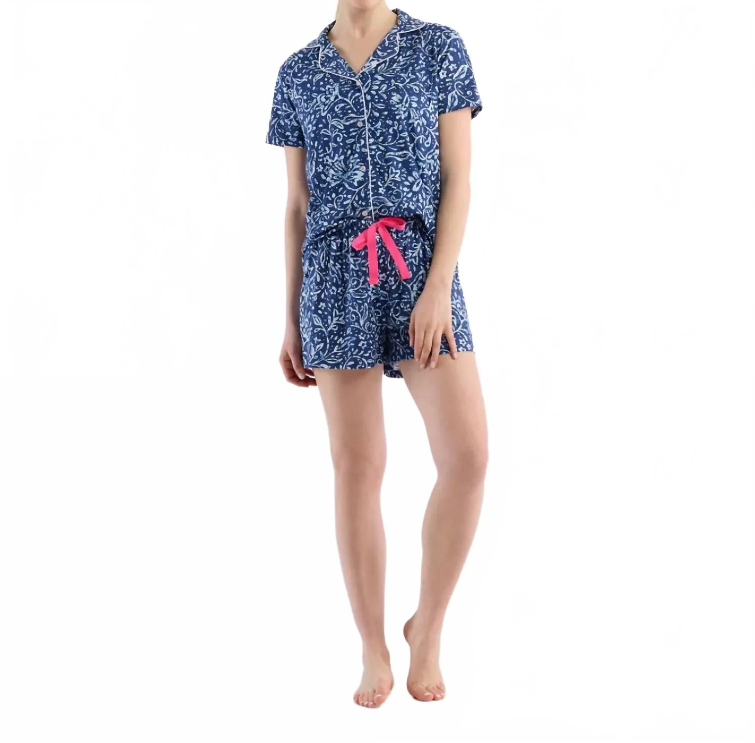 Everyday Short Pajama Set In Batik Flowers