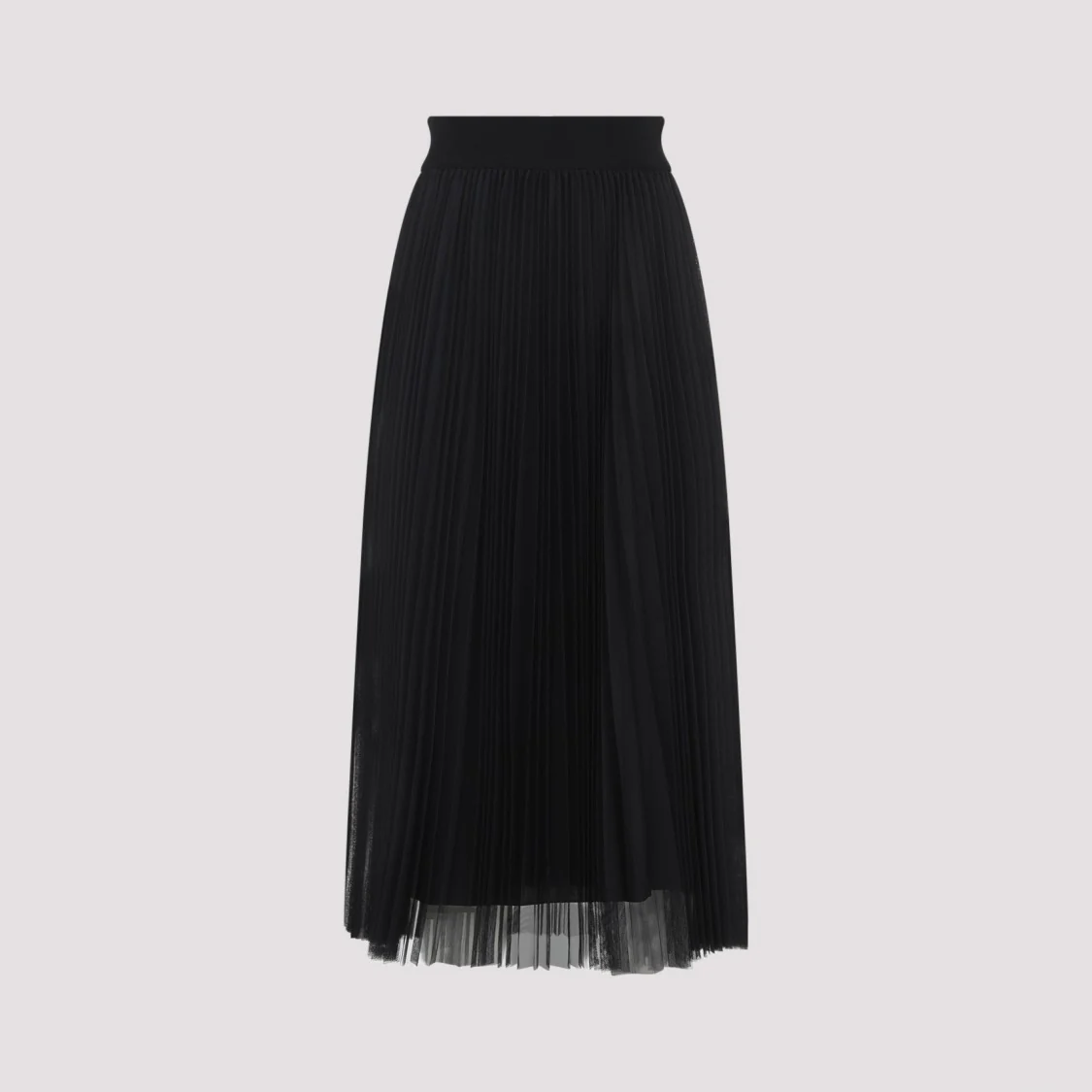 Tulle Black Polyeser Midi Skirt
