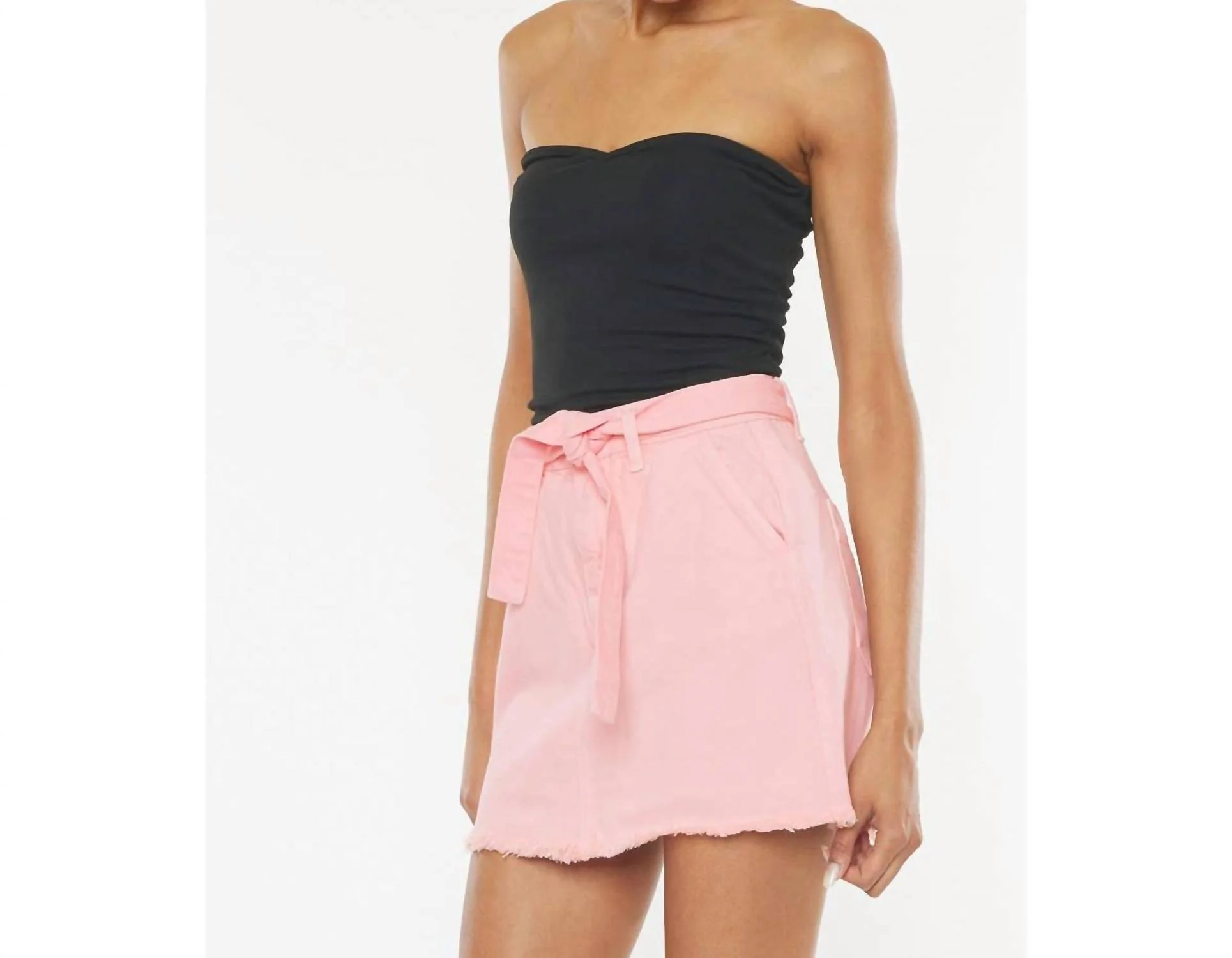 Mid Rise A-Line Mini Skirt In Pink