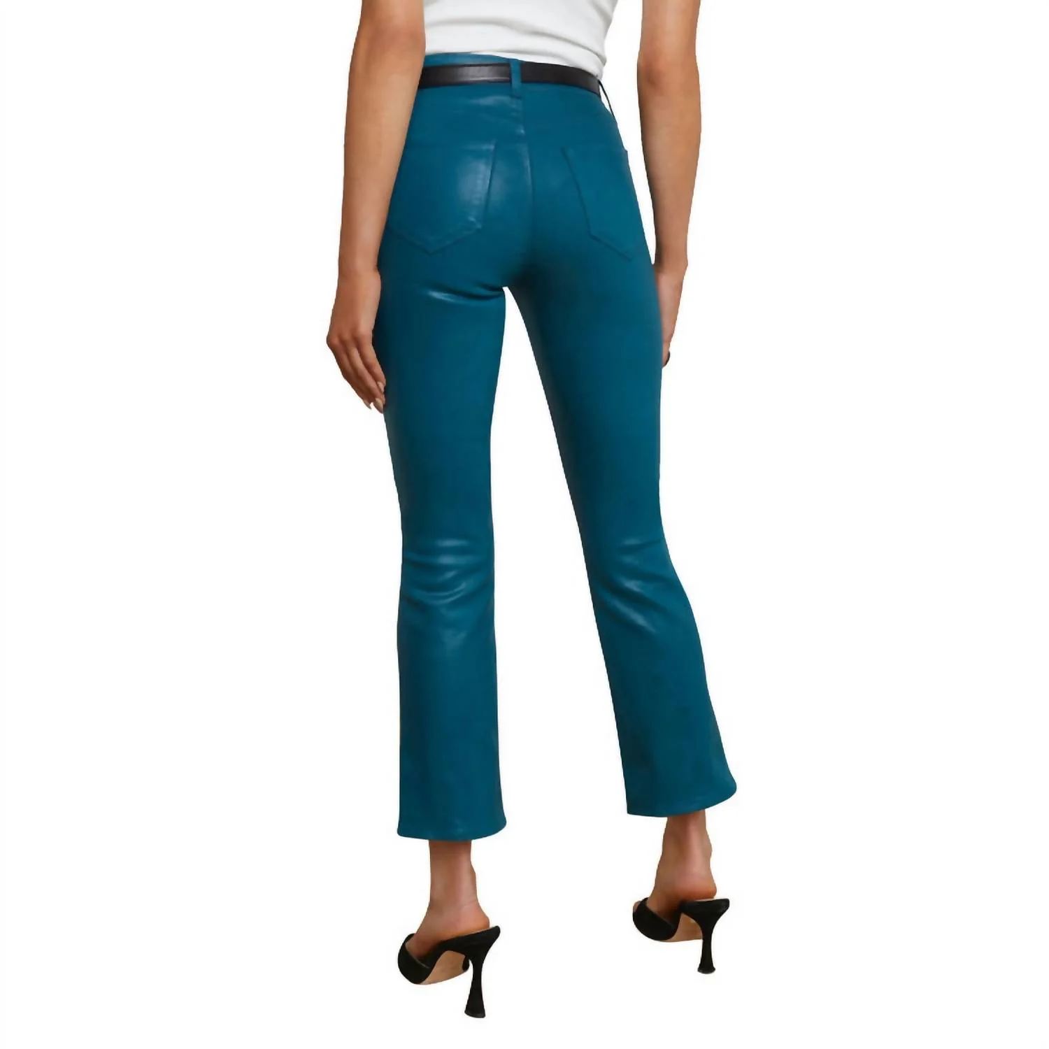 Tati High Rise Crop Micro Boot Jeans In Deep Teal
