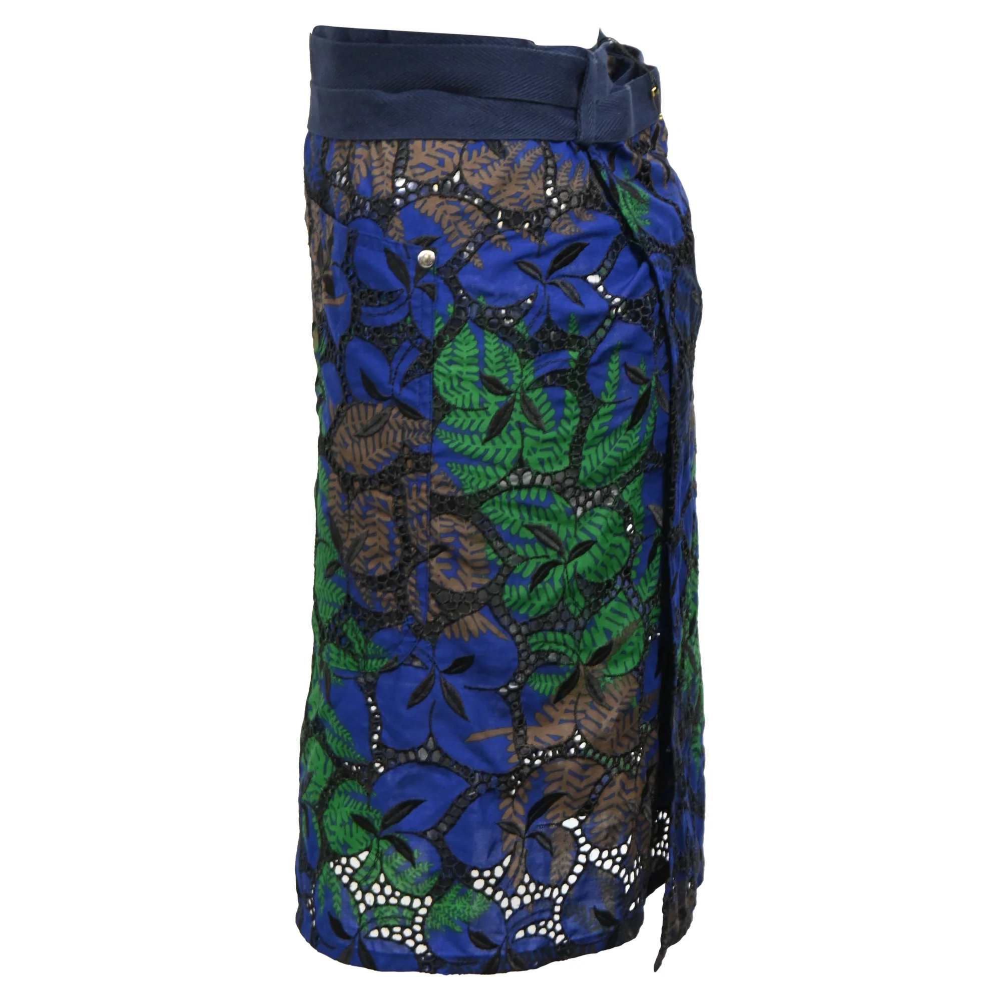 Sacai Leaf Printed Mini Wrap Skirt in Multicolor Polyester