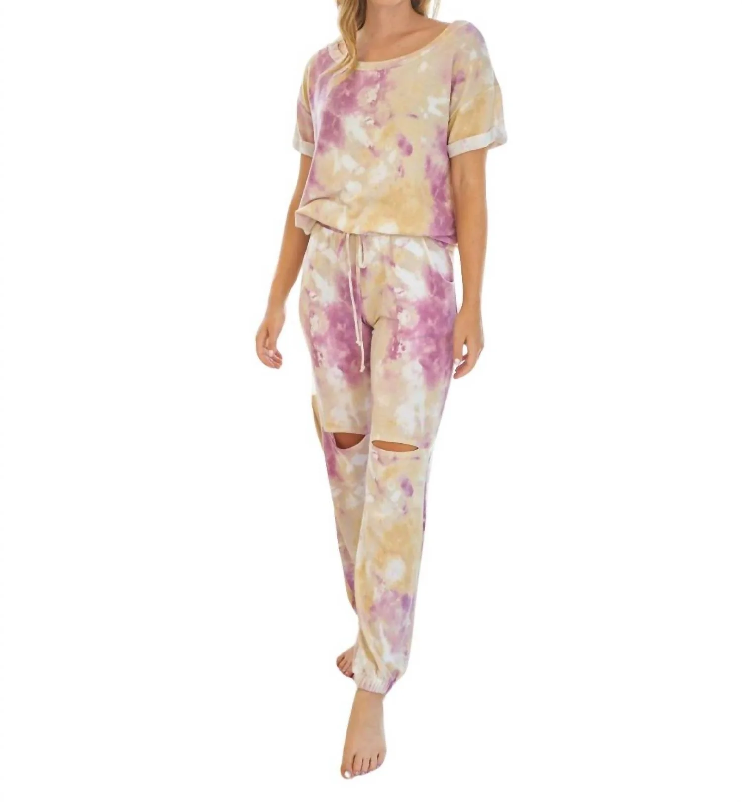Tie Dye Knit Two Piece Set In Multi