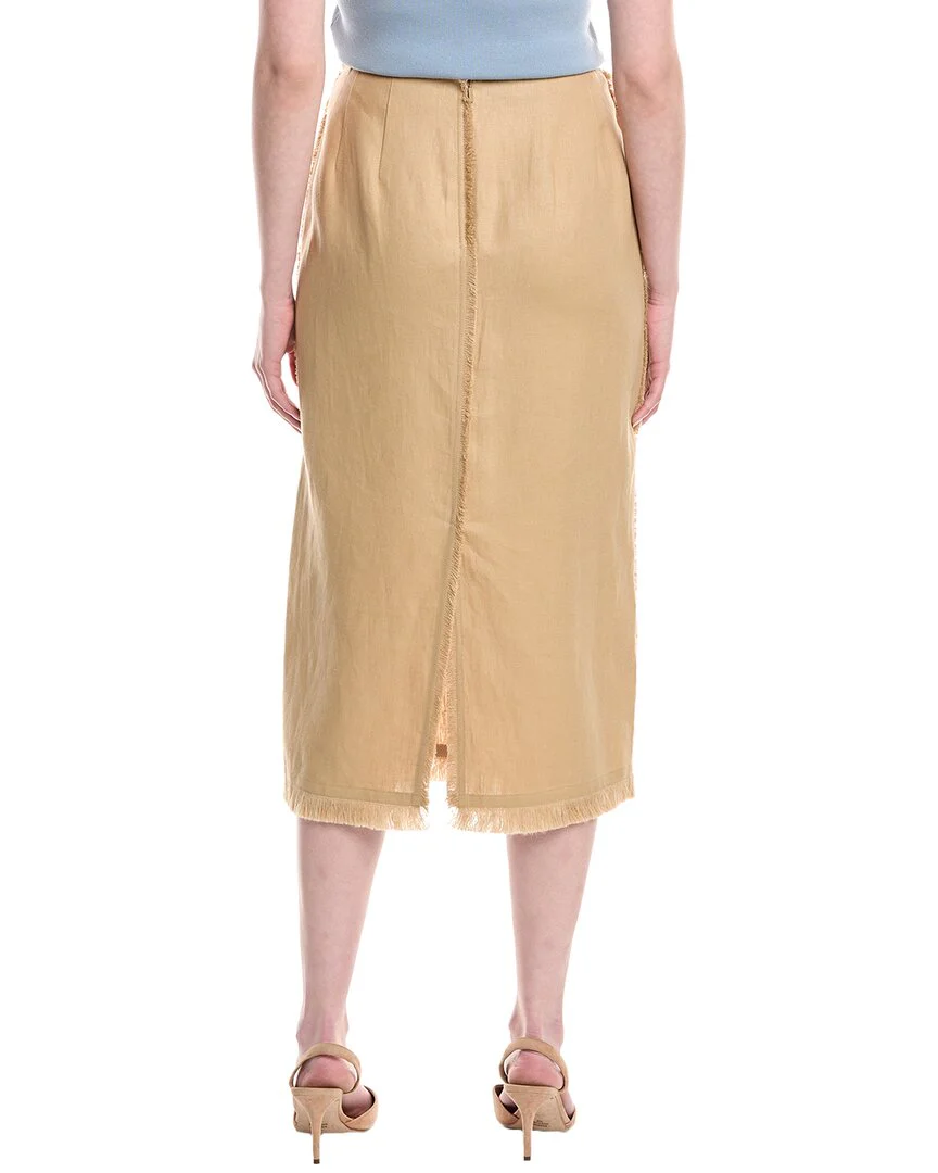 Lafayette 148 New York Fringe Linen Pencil Skirt