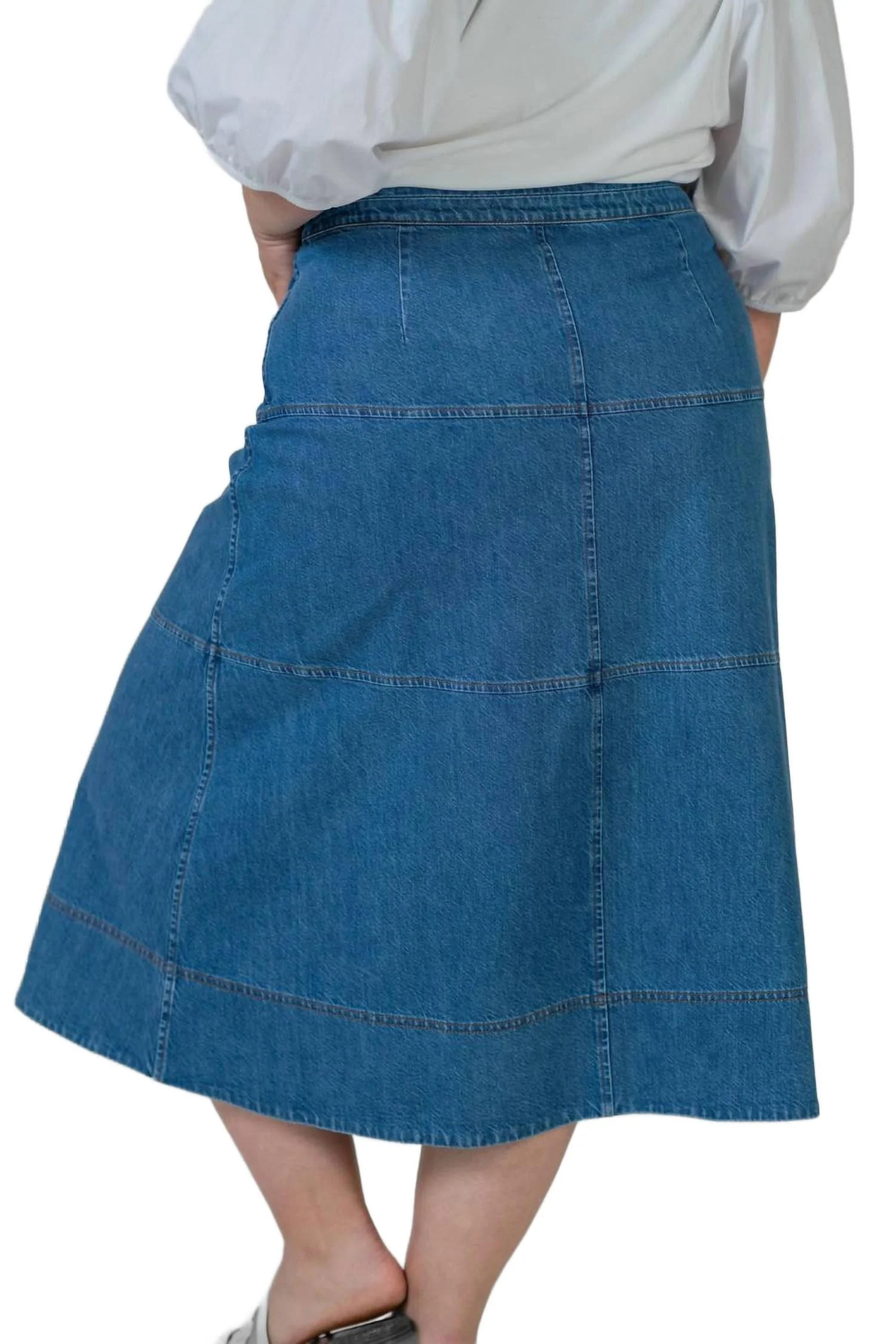 Hudie Denim Skirt - Plus In Medium Indigo