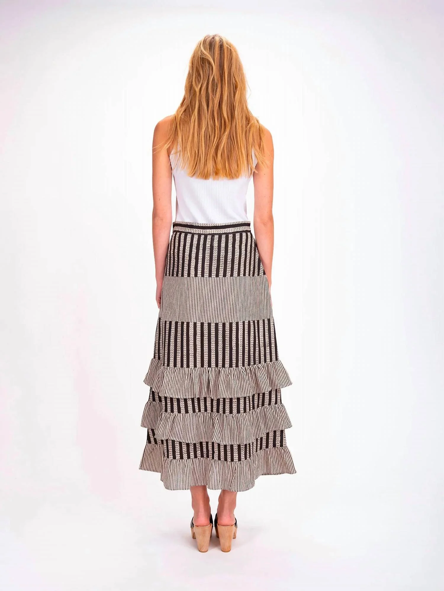 Long Striped Shiva Skirt In Black