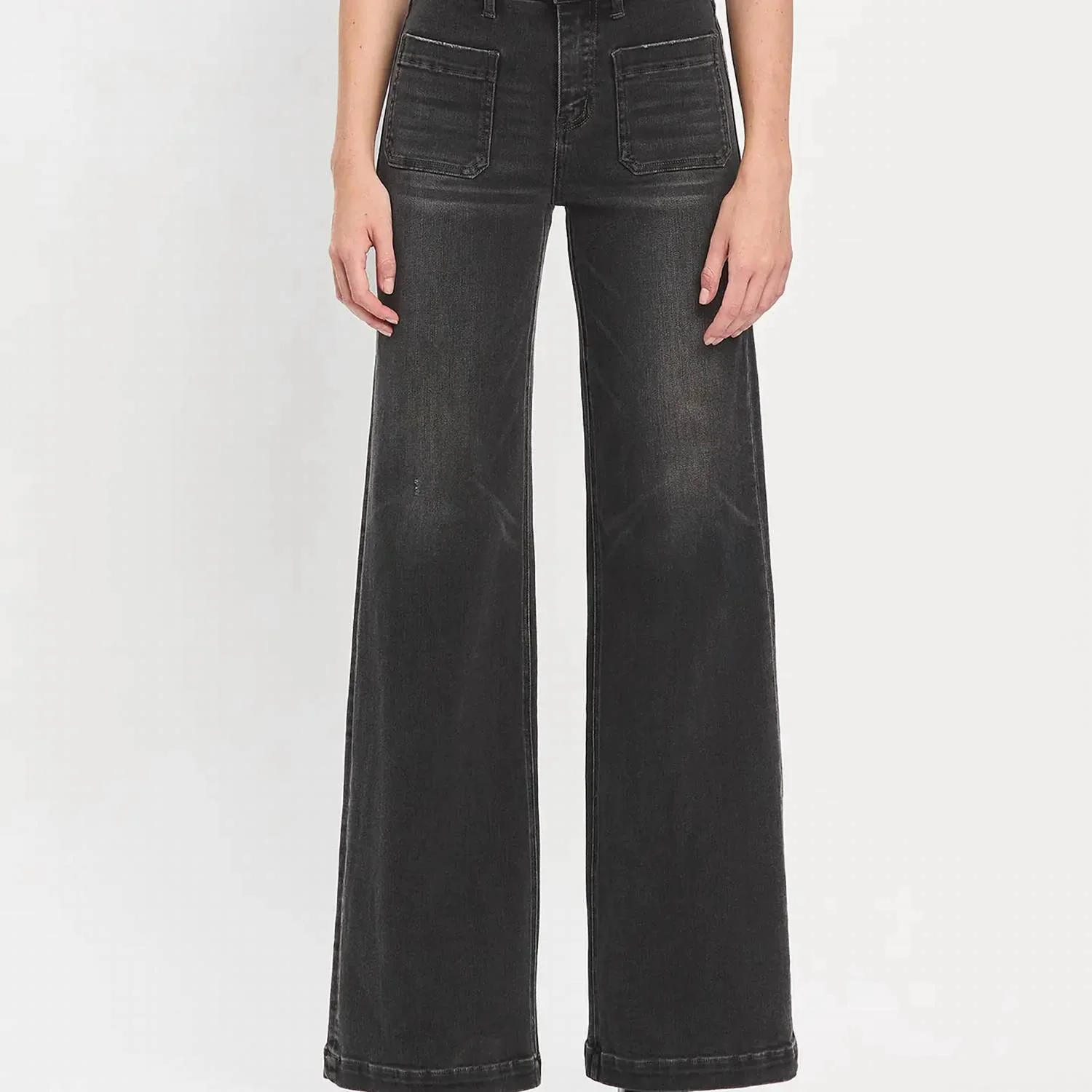 High Rise Wide Trouser Jeans In Engross