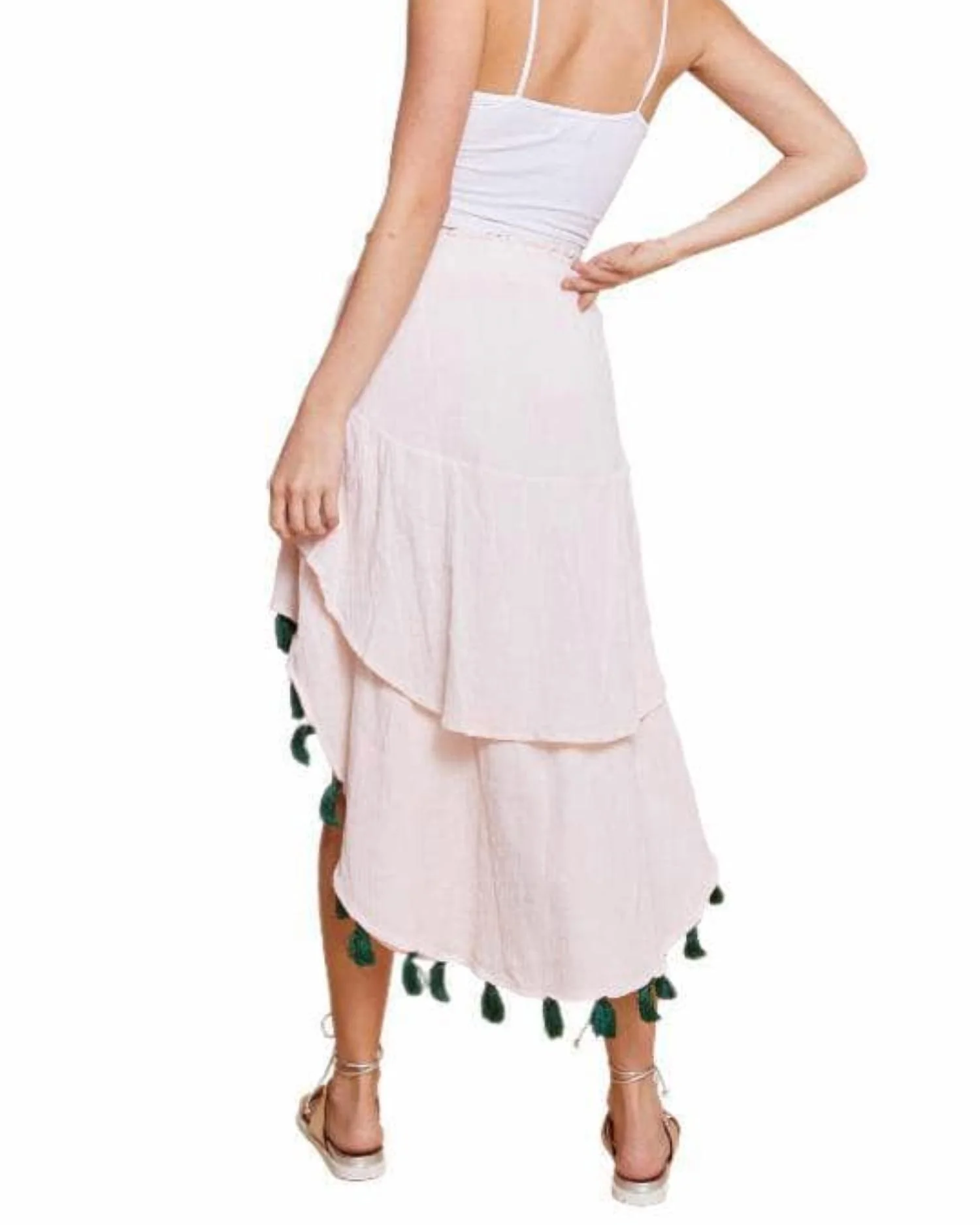 Angelie High Low Skirt In Peach