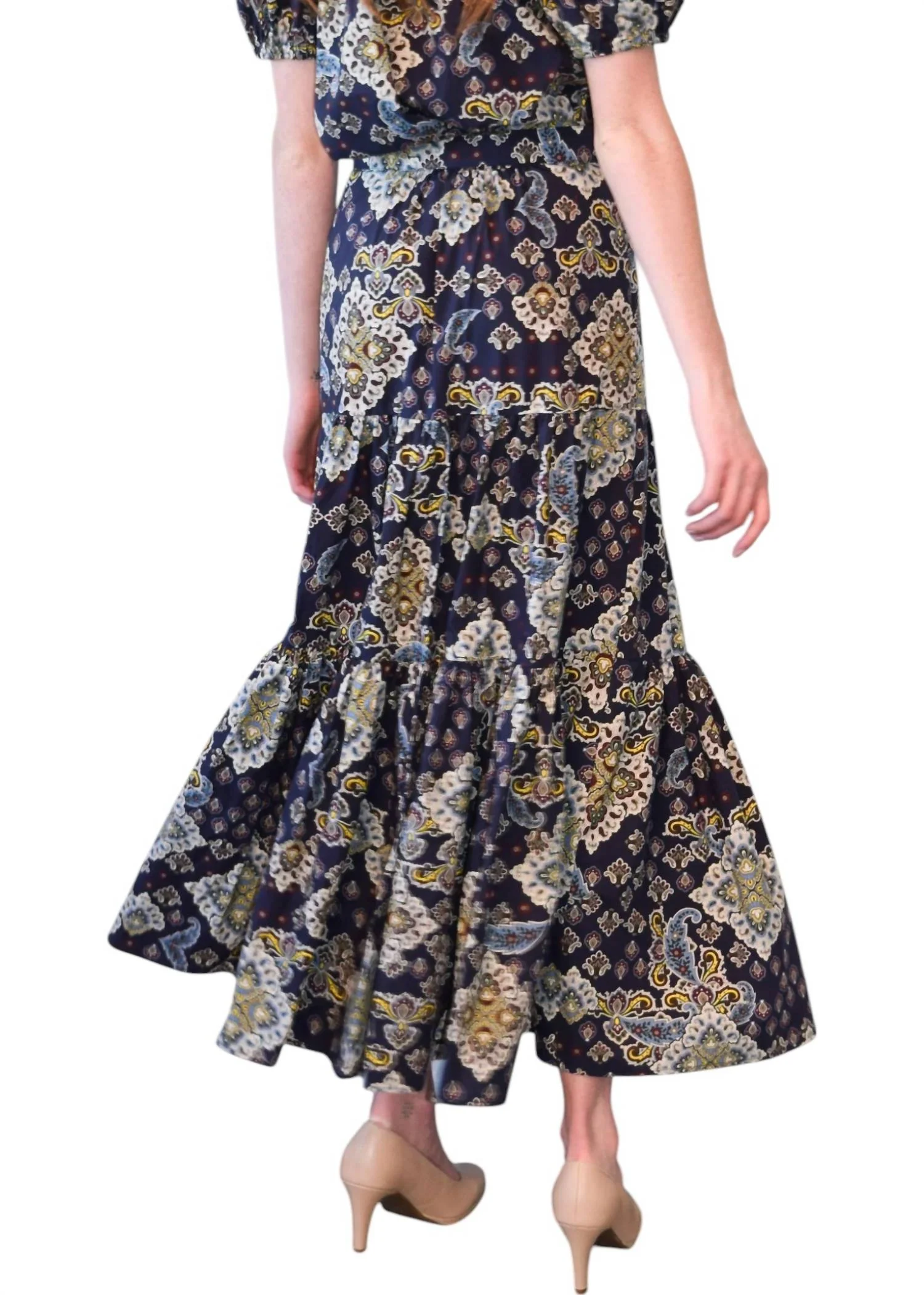 Lindsay Skirt In Navy Paisley