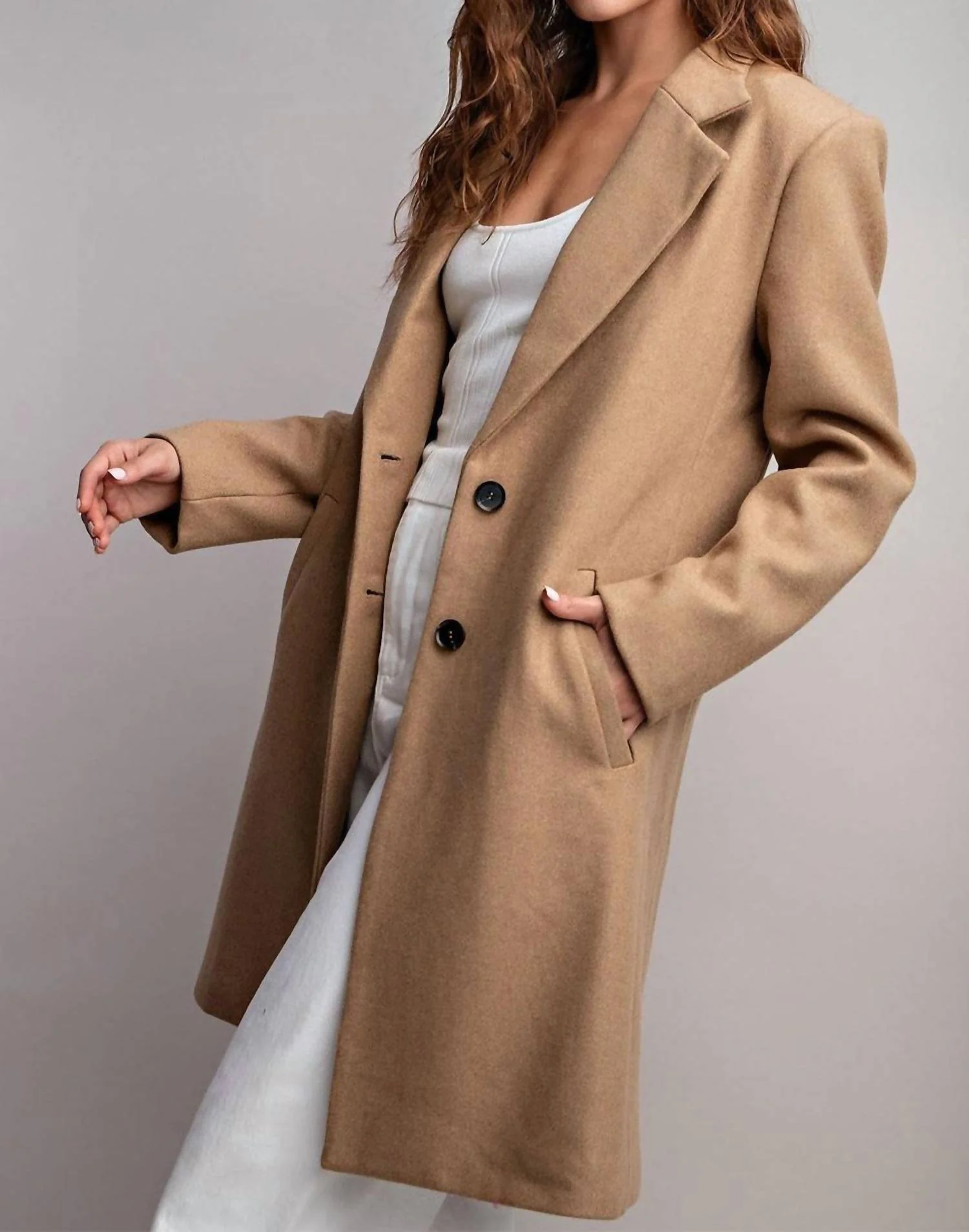 Collared Coat In Camel