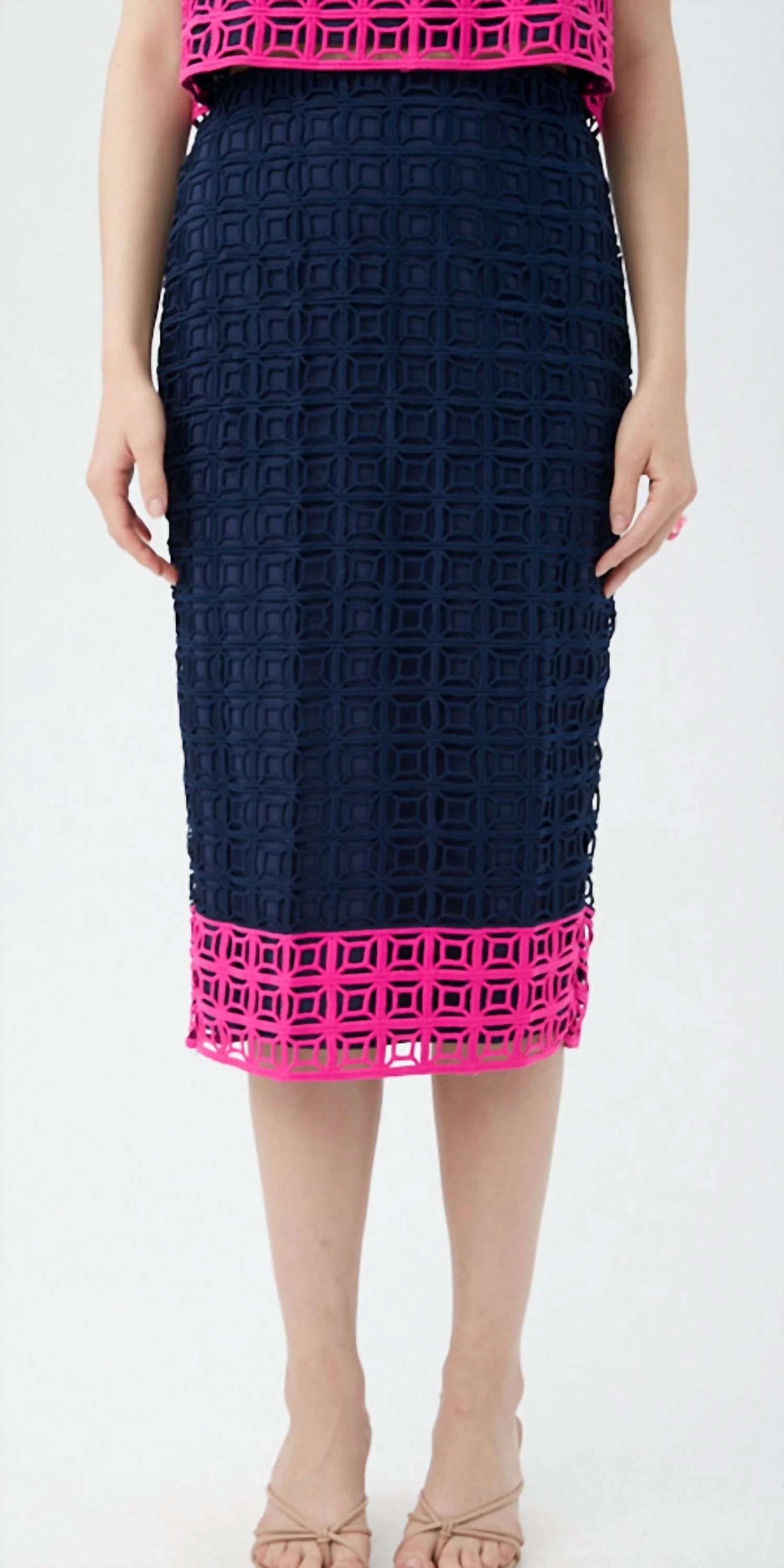 Dita Pencil Skirt In Indigo/petal