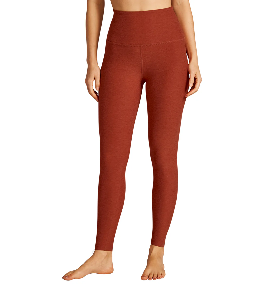 Beyond Yoga Spacedye High Waisted Caught In The Midi 7/8 Yoga Leggings Red Sand Heather