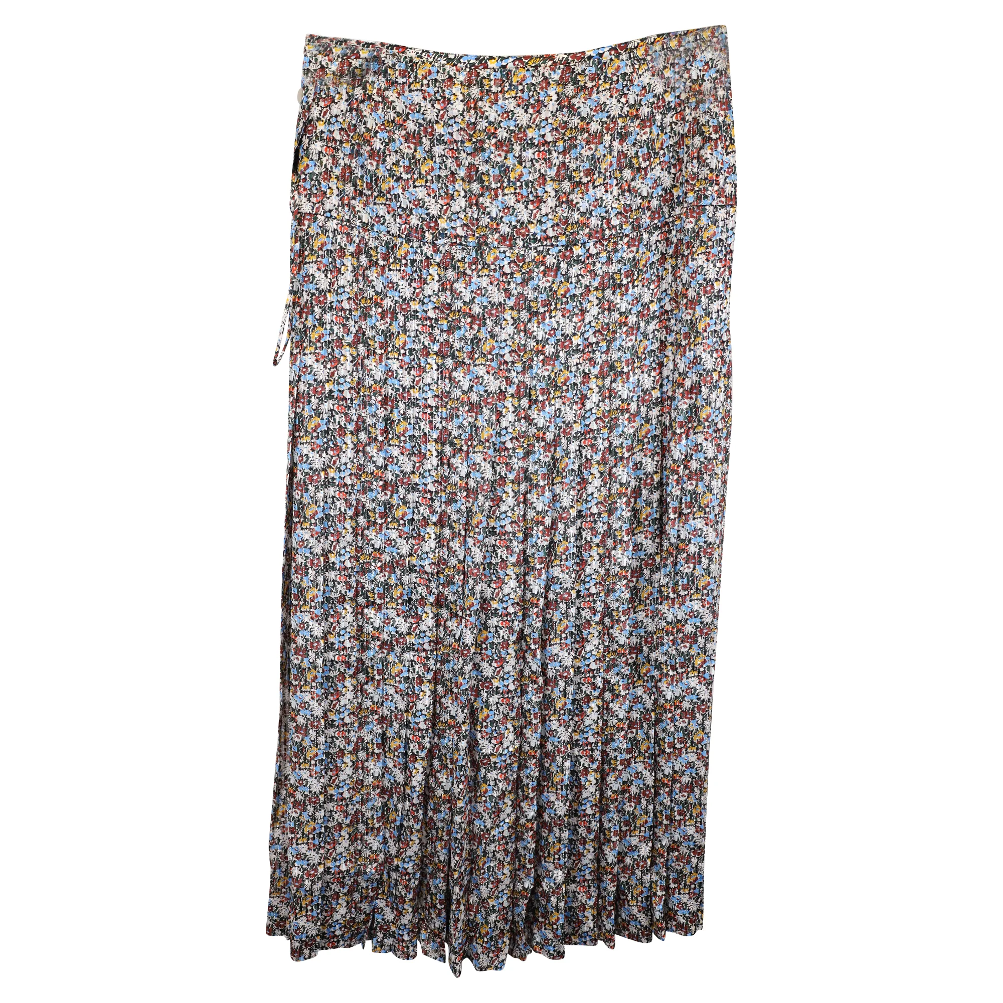 Victoria Beckham Pleated Floral-Print Metallic Maxi Skirt in Multicolor Silk