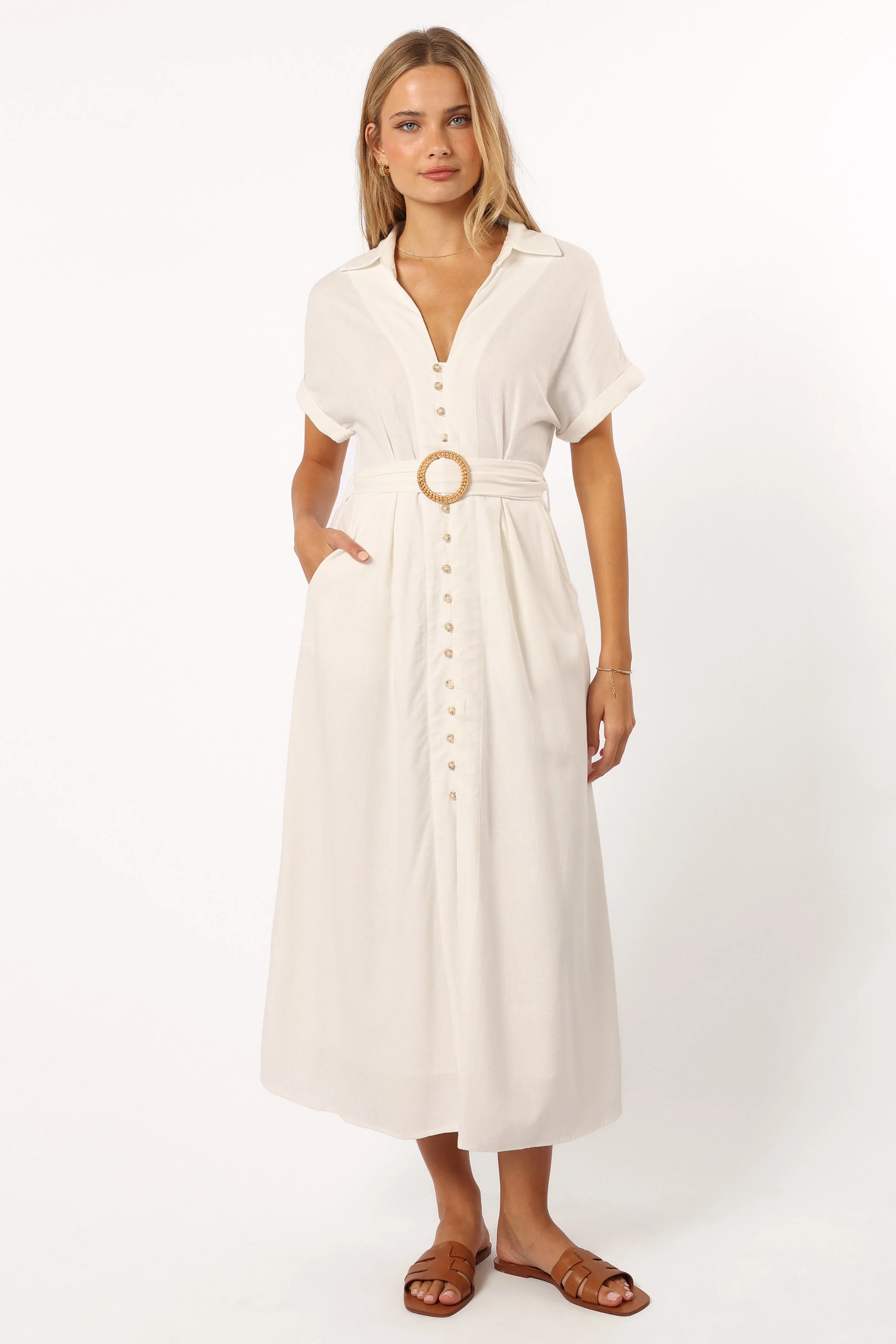 Orla Short Sleeve Midi Dress - Ivory