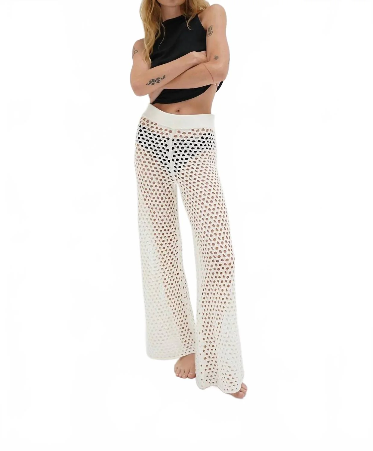 Kismet Open Knit Pants In Ivory