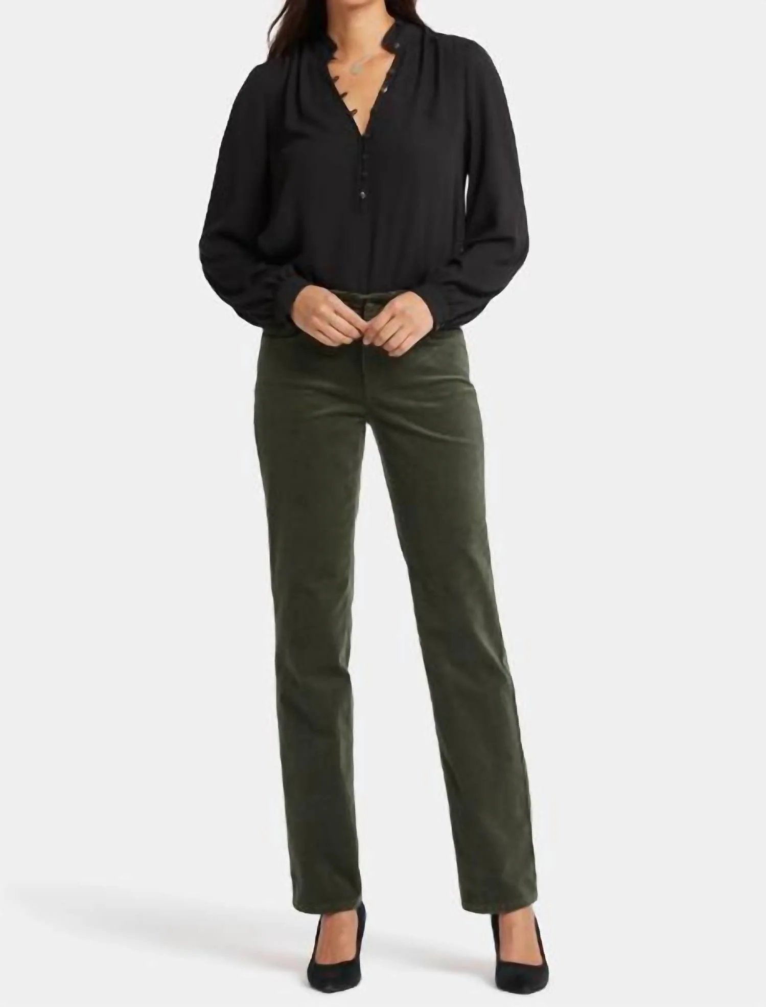 Marilyn Straight Corduroy Jeans In Vine Leaf