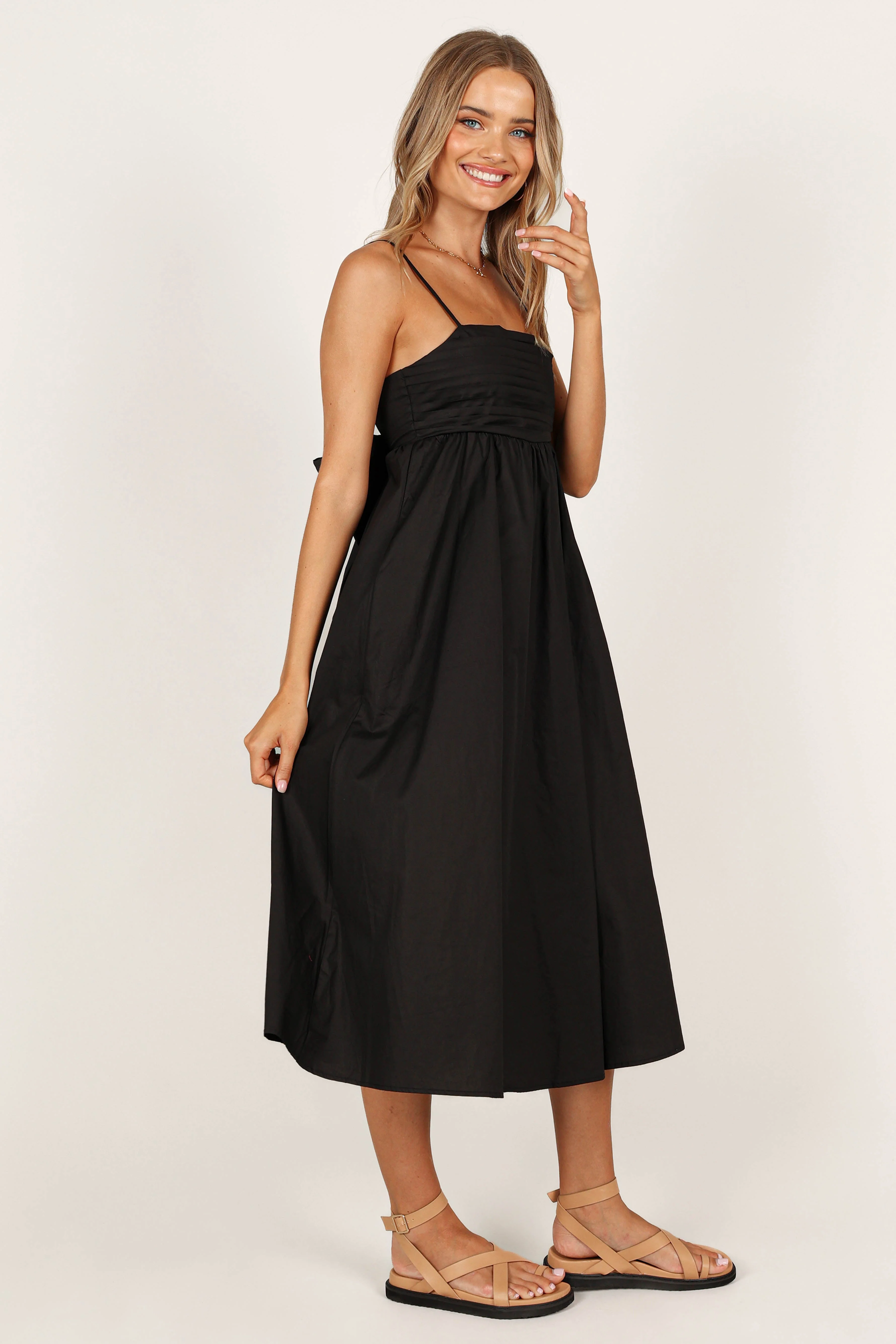 Alice Bow Back Midi Dress - Black
