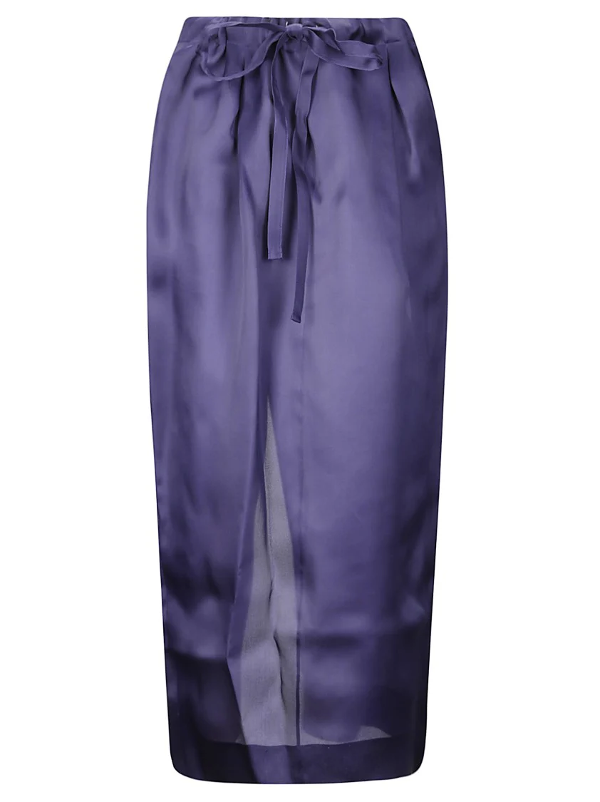Semi-Transparent Silk Maxi Skirt With Deep Back Slit