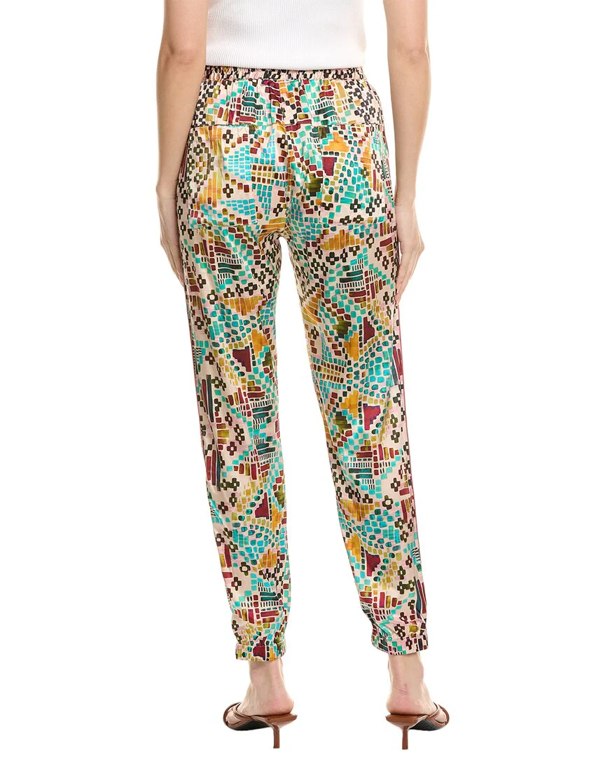Johnny Was Genora Paneled Silk-Blend Jogger Pant