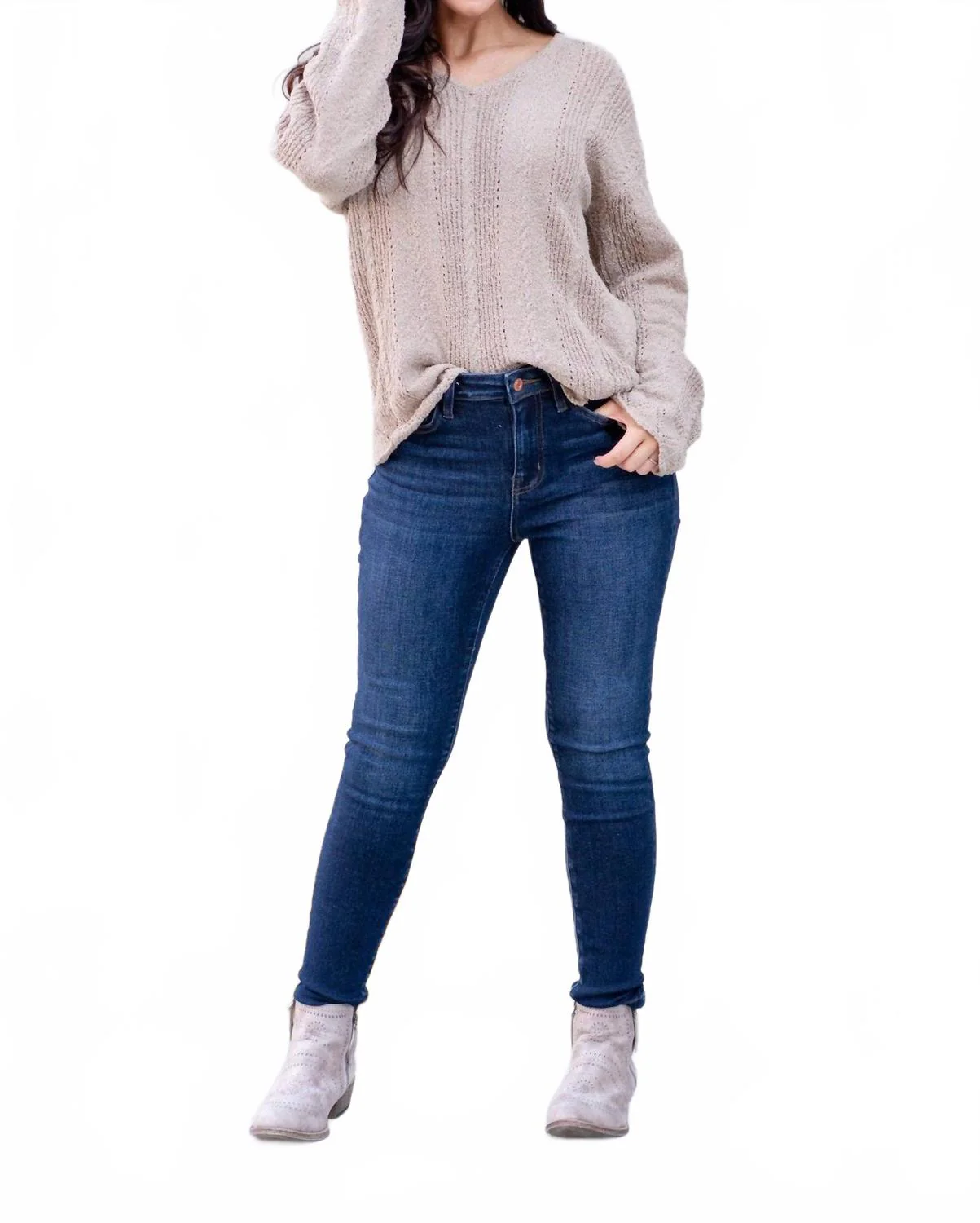 High Rise Skinny Jeans In Blue