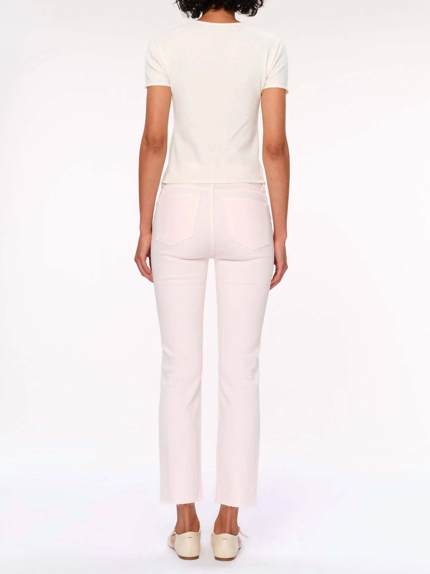 Mara Straight Mid Rise Ankle Jeans In Primrose Pink