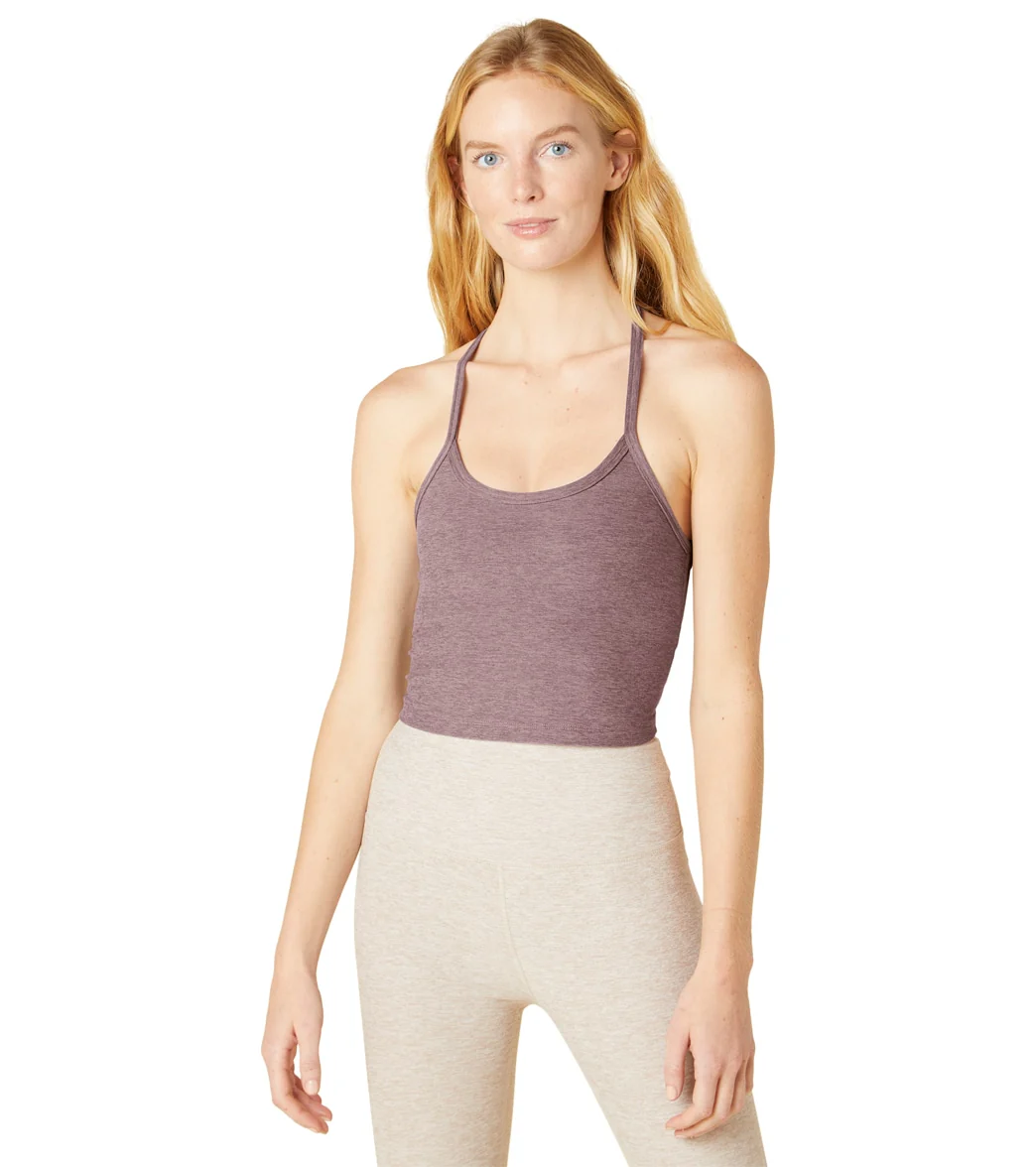 Beyond Yoga Spacedye Slim Racerback Cropped Tank Silverberry Heather