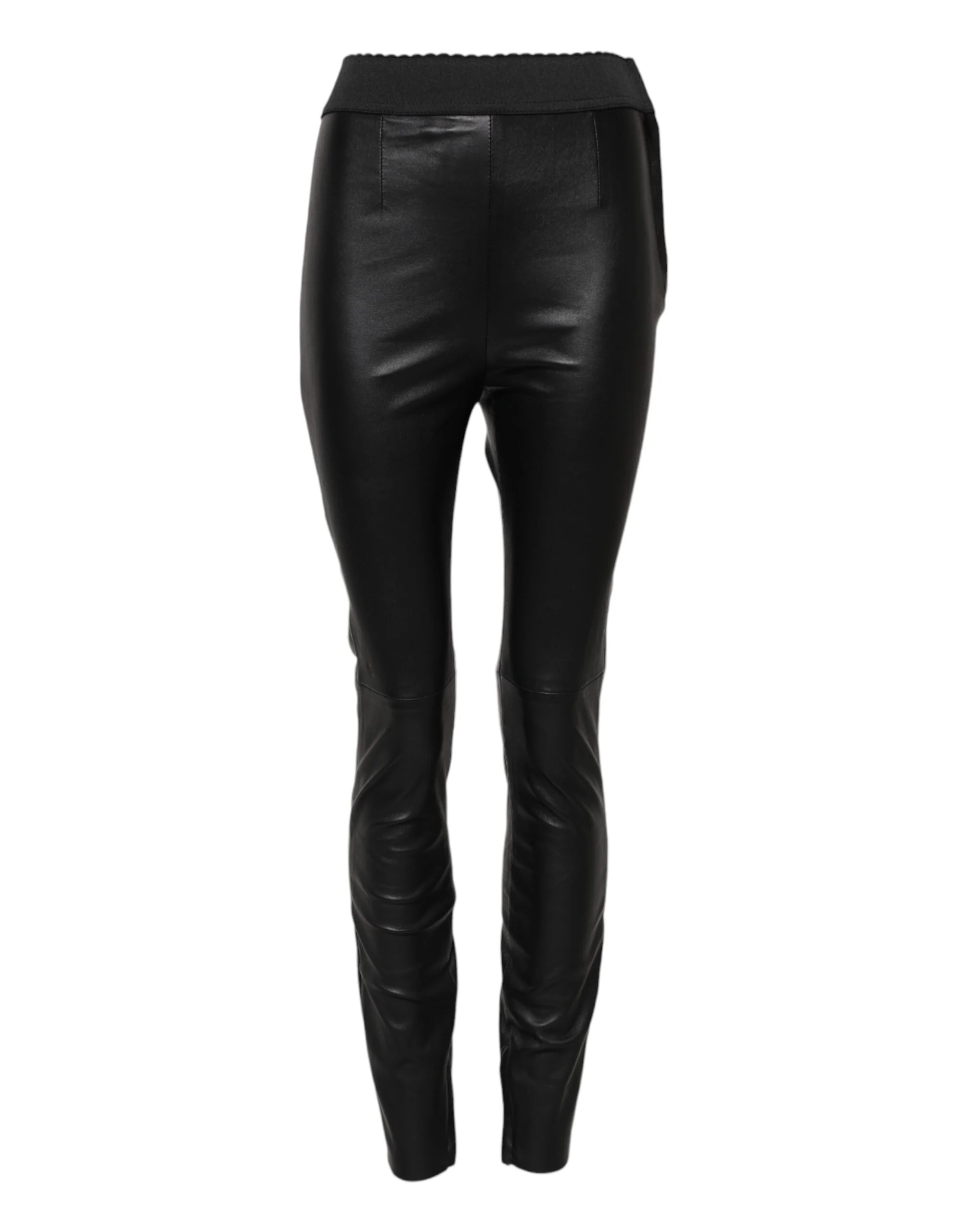 Dolce & Gabbana Leather Elastic Waist Women's Pants