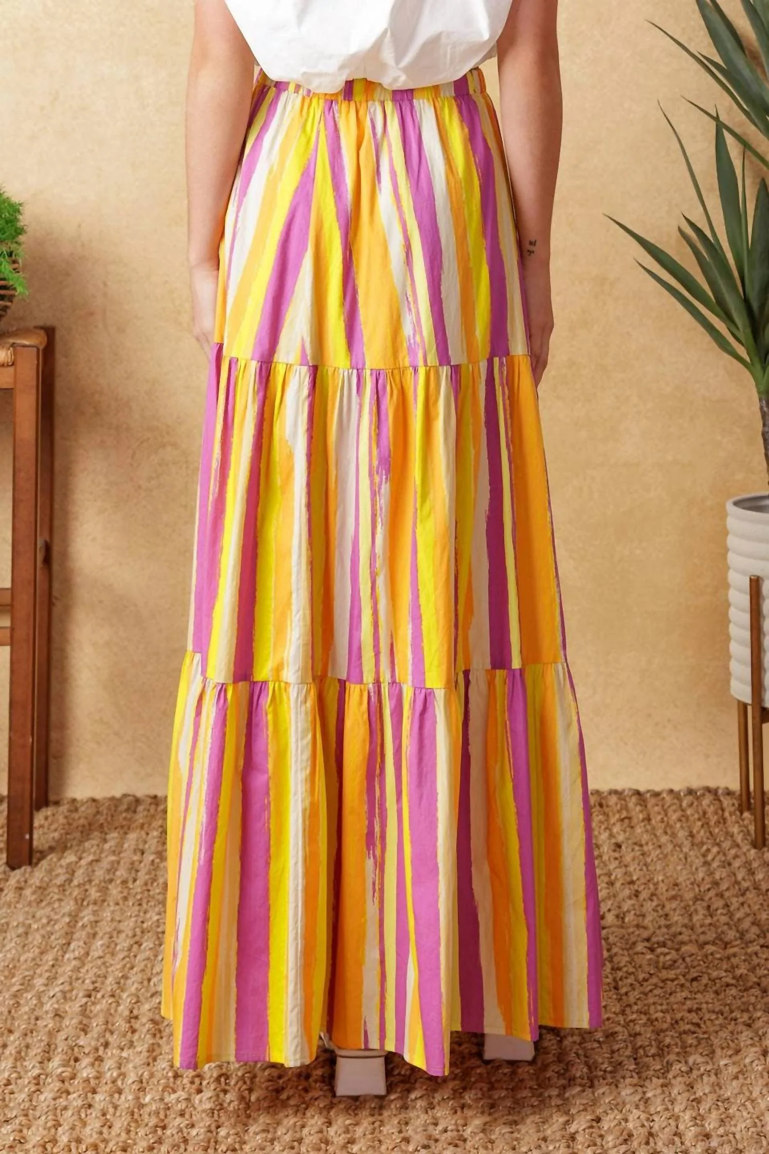Sunset Summer Maxi Skirt In Magenta Multi