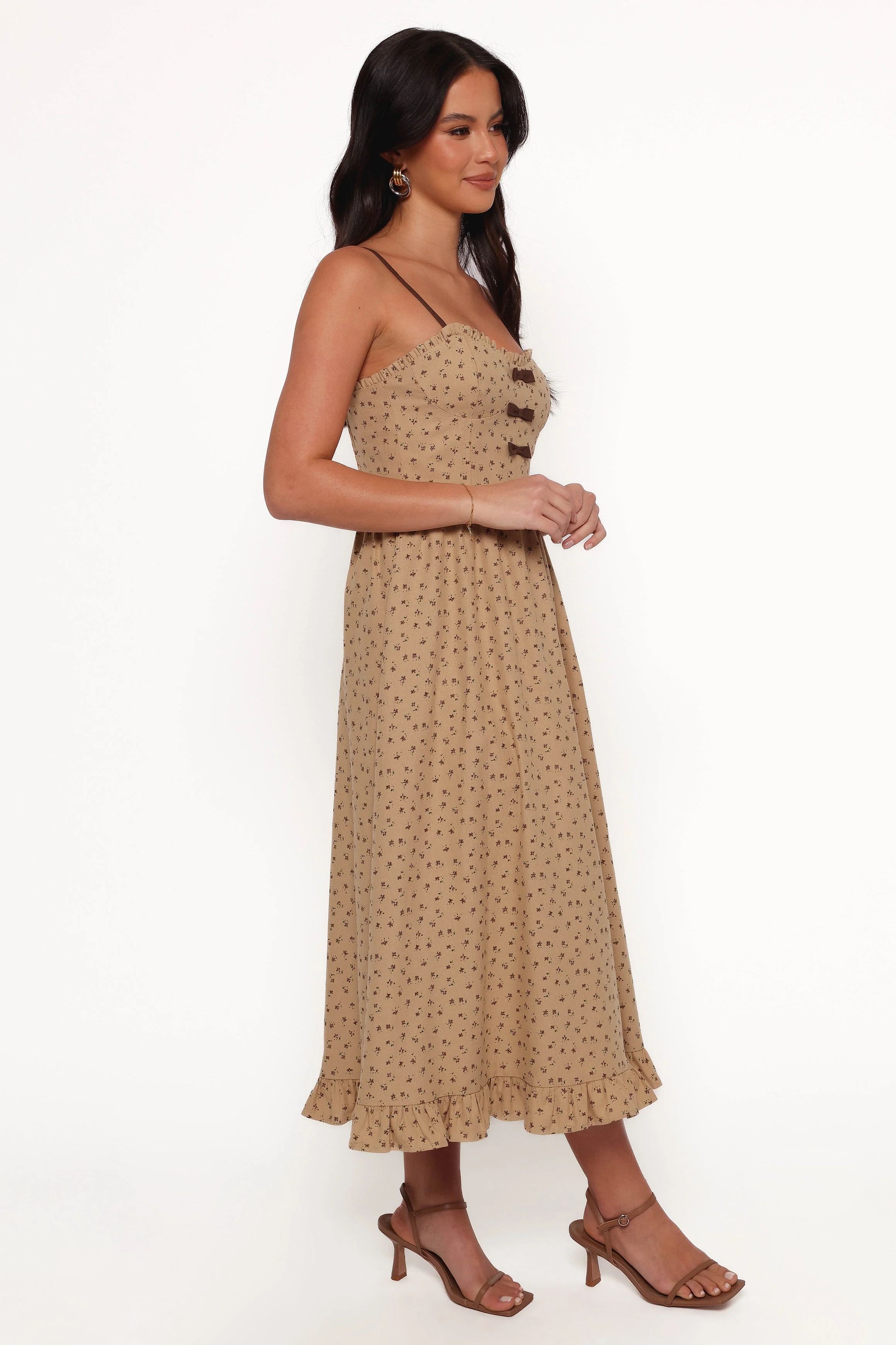 Robbins Midi Dress - Beige Brown