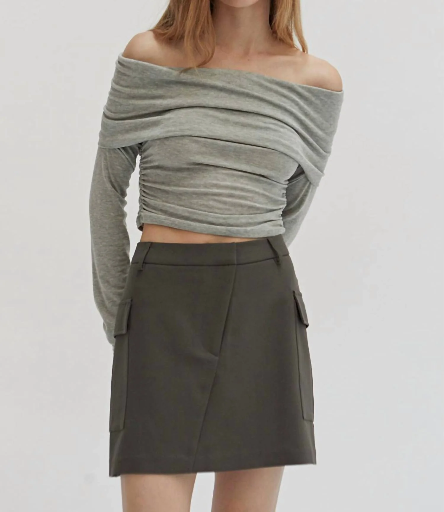 Nadia Mini Cargo Skirt In Grey