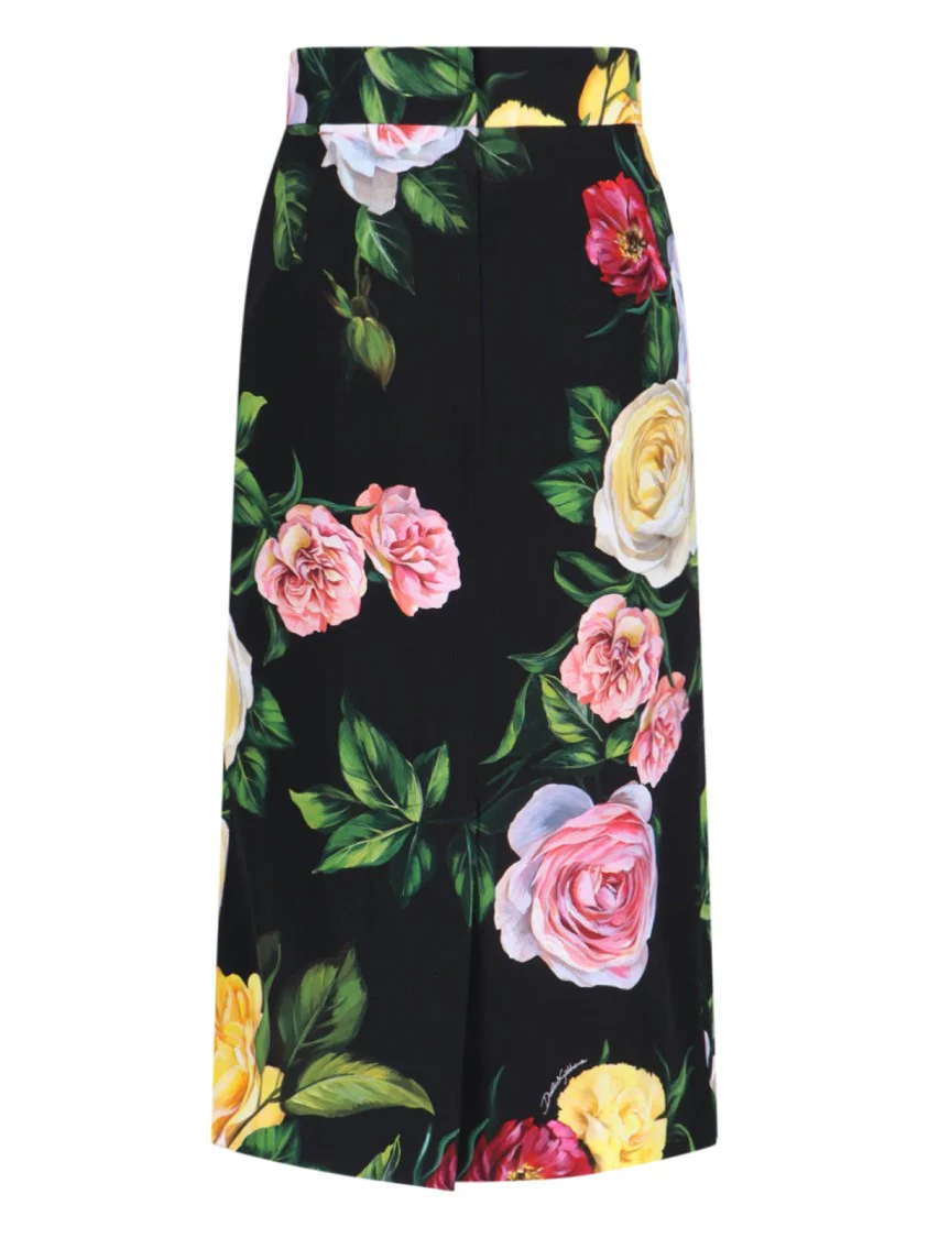 Floral Pencil Skirt – Black