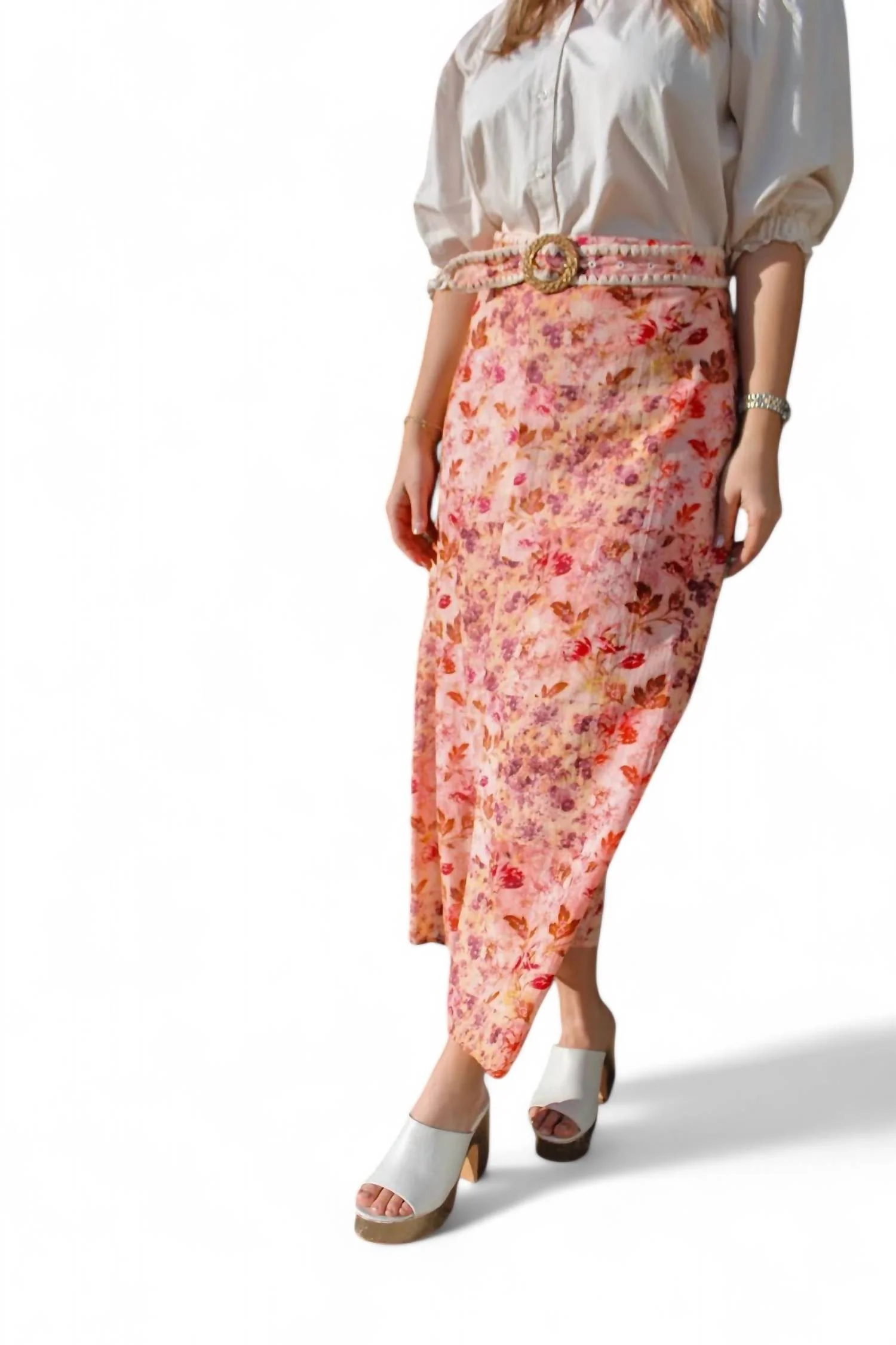 Portia Skirt In Pink Ditsy