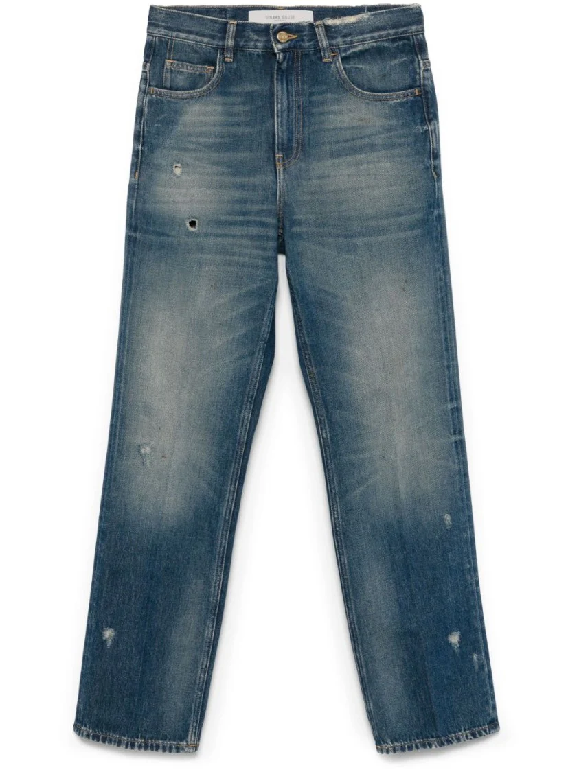 Indigo Blue Distressed Denim Jeans