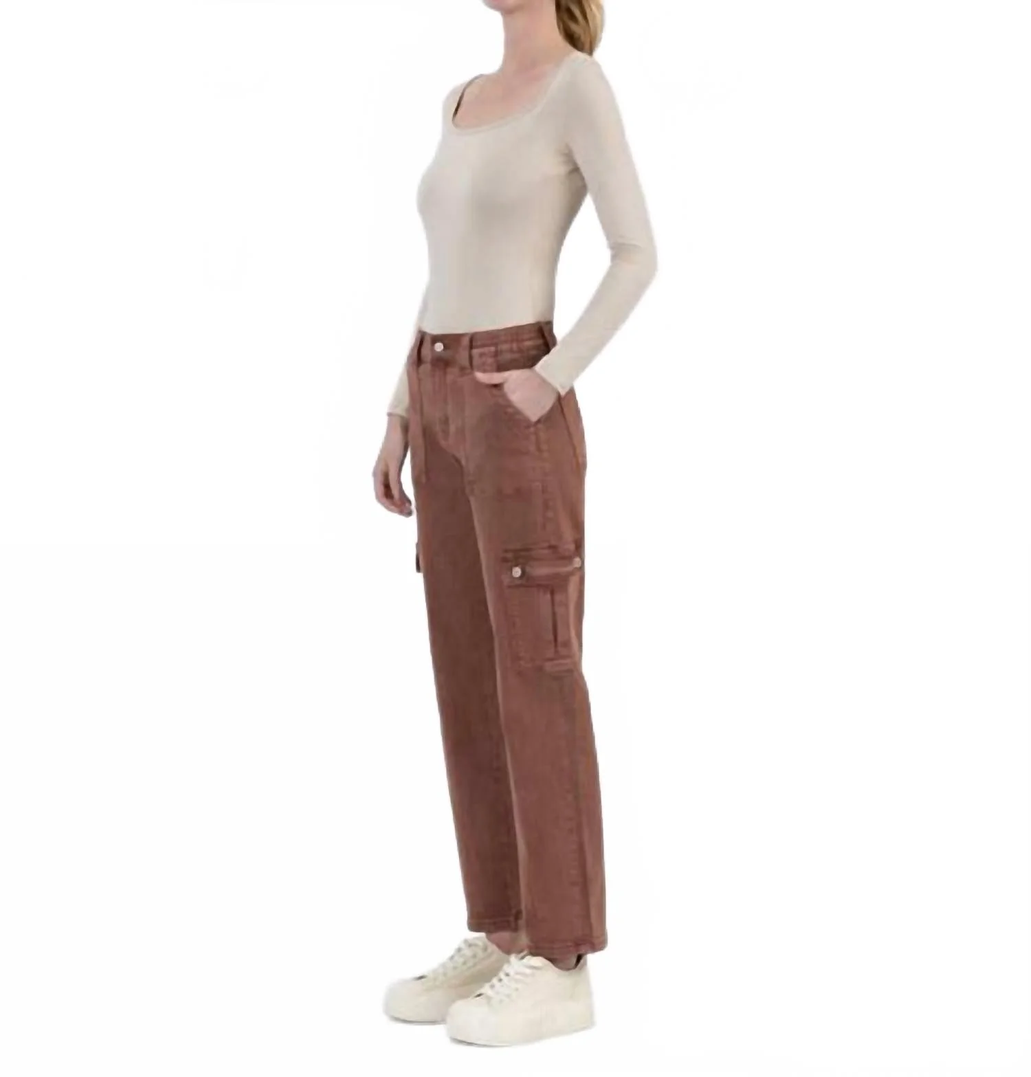 High Rise Ankle Straight Jeans In Red Brick