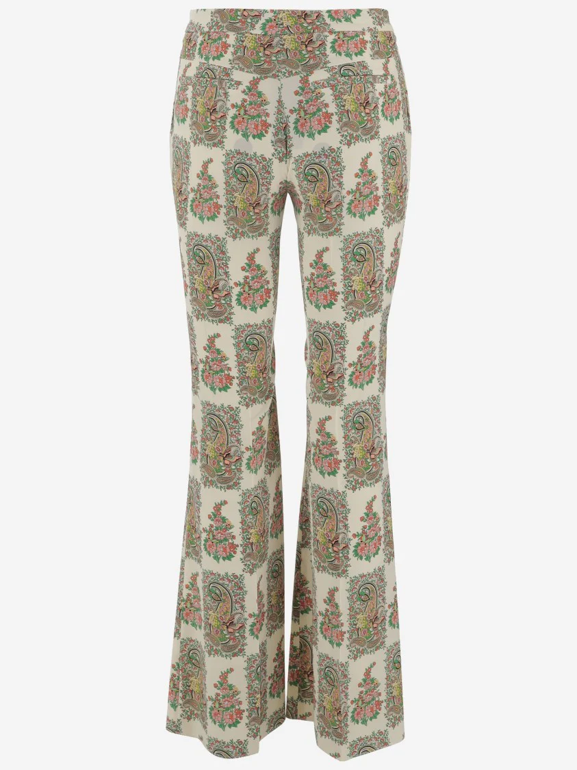 Paisley Print Technical Fabric Pants