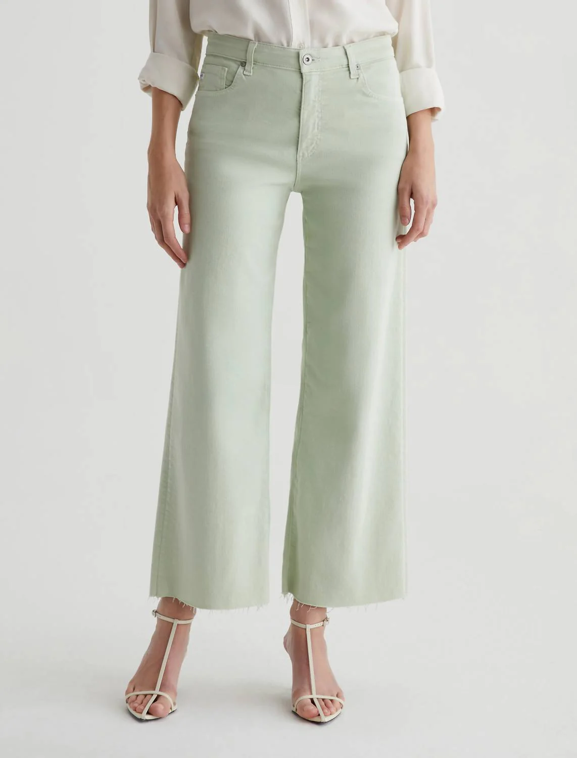 Saige Wide Leg Crop Jean In Pistachio