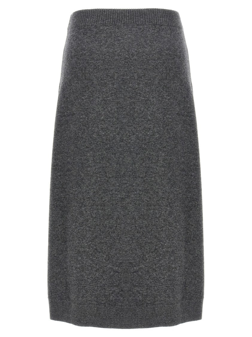 Longuette Midi Skirt In Stretch Cashmere