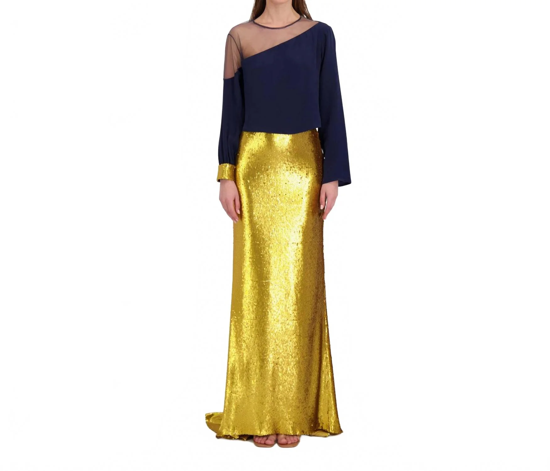 Sequin Skirt In Sun Gold