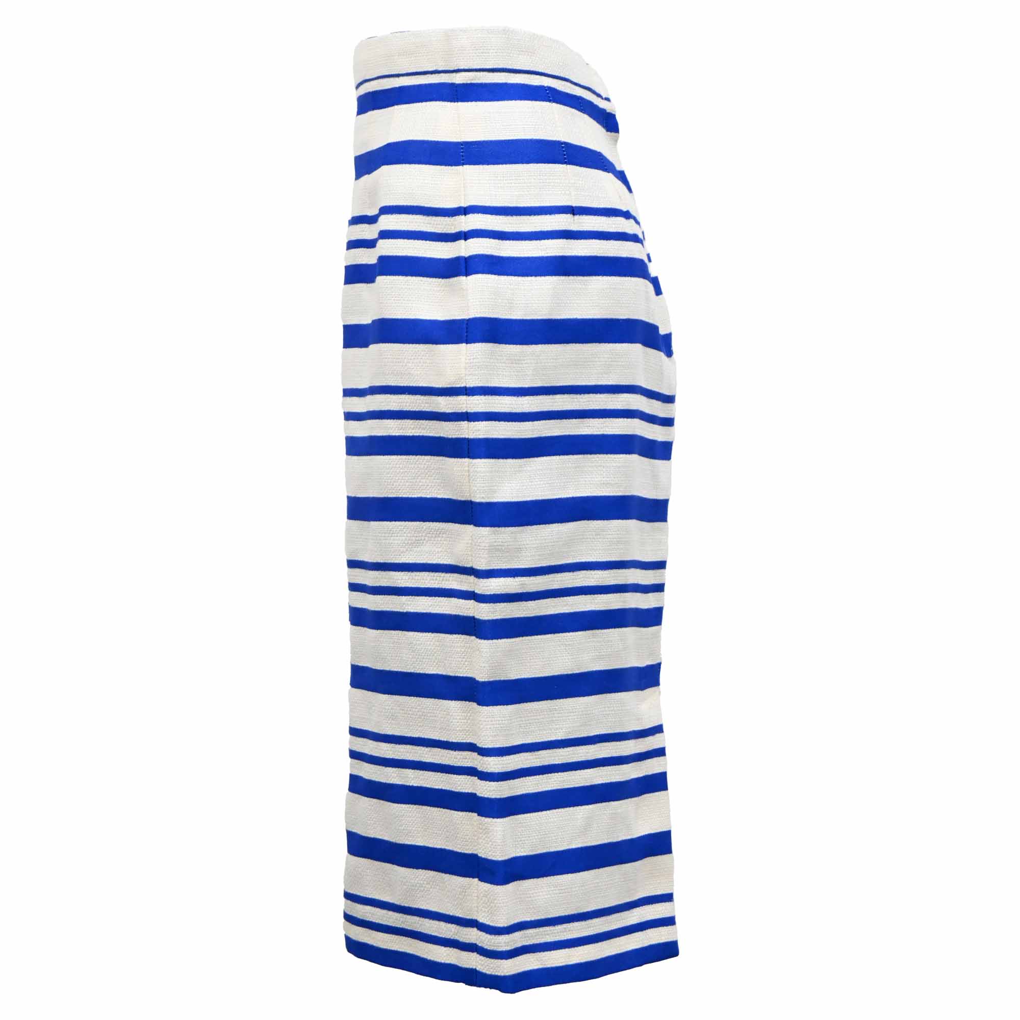 Dolce & Gabbana Striped Midi Skirt in Blue Linen