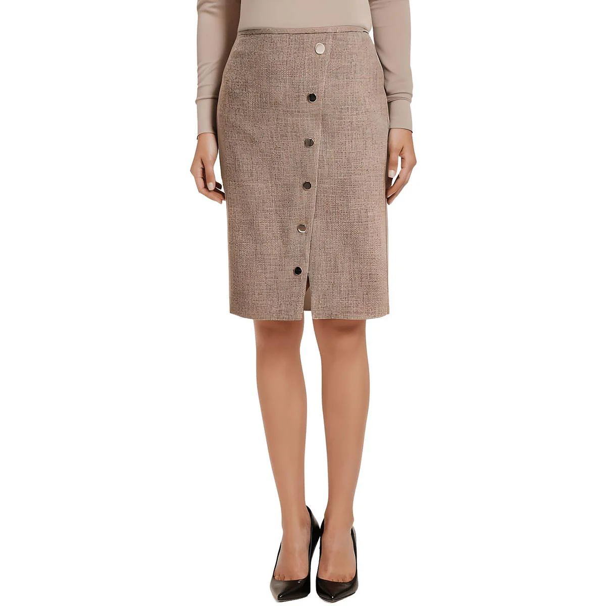 Womens Embellished Polyester Midi Skirt