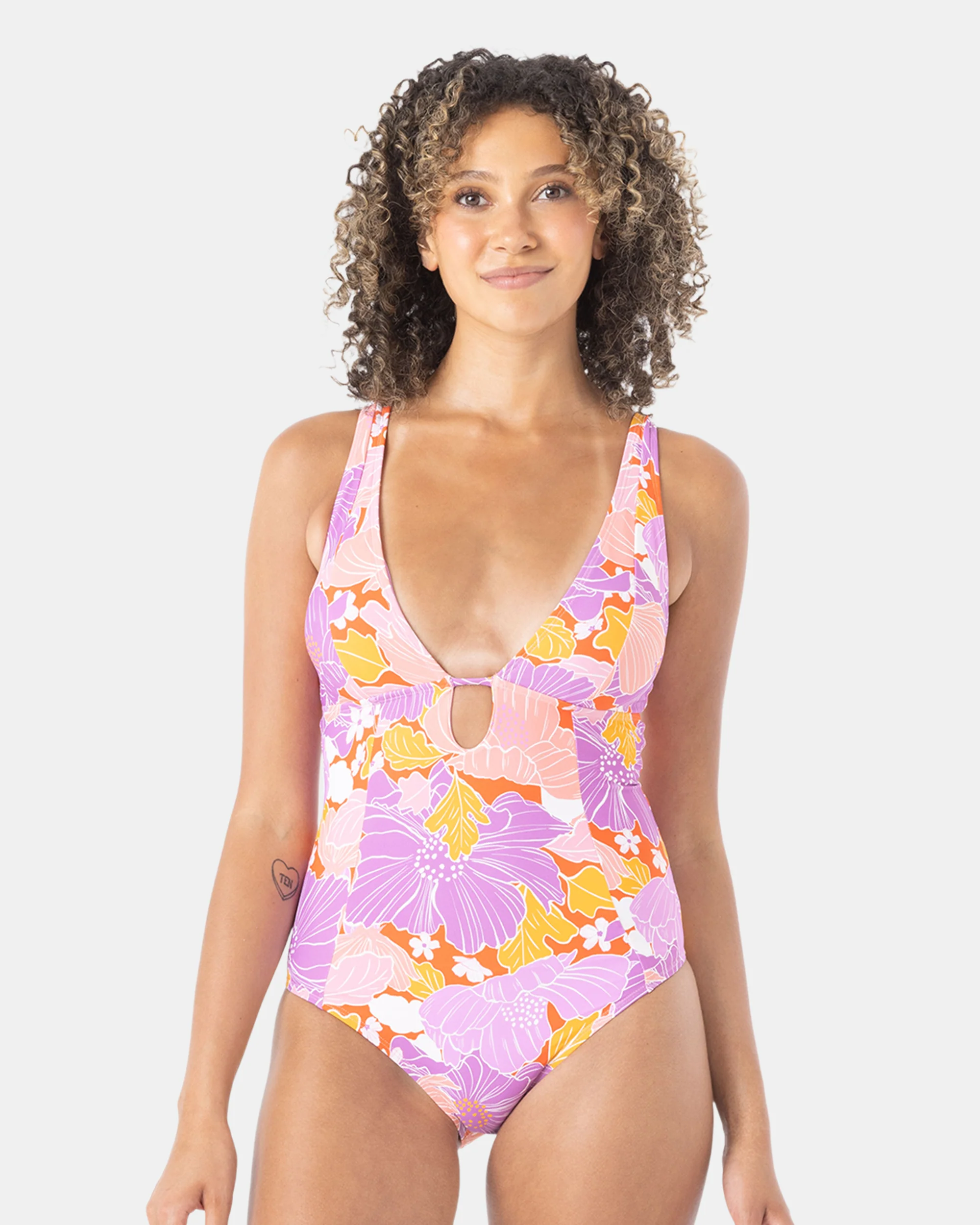 Bell Bottom Blooms Plunge One Piece Swimsuit