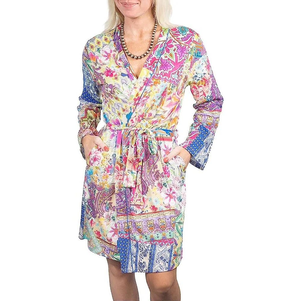 Johnny Was Women Talavera V-Neck Belted Cotton Modal Sleep Robe Multicolor