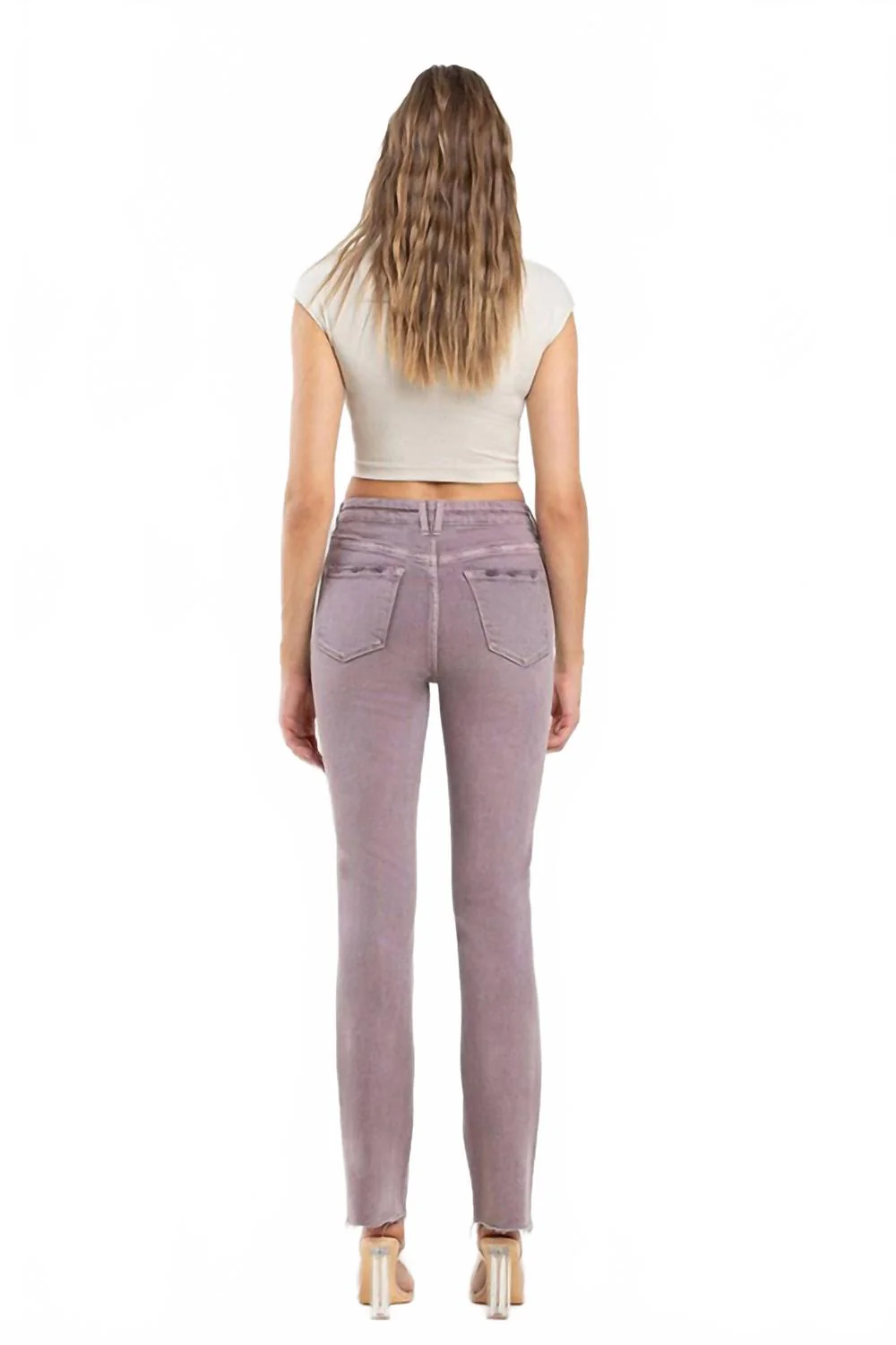 Mid Rise Bootcut Jeans In Burnt Rose