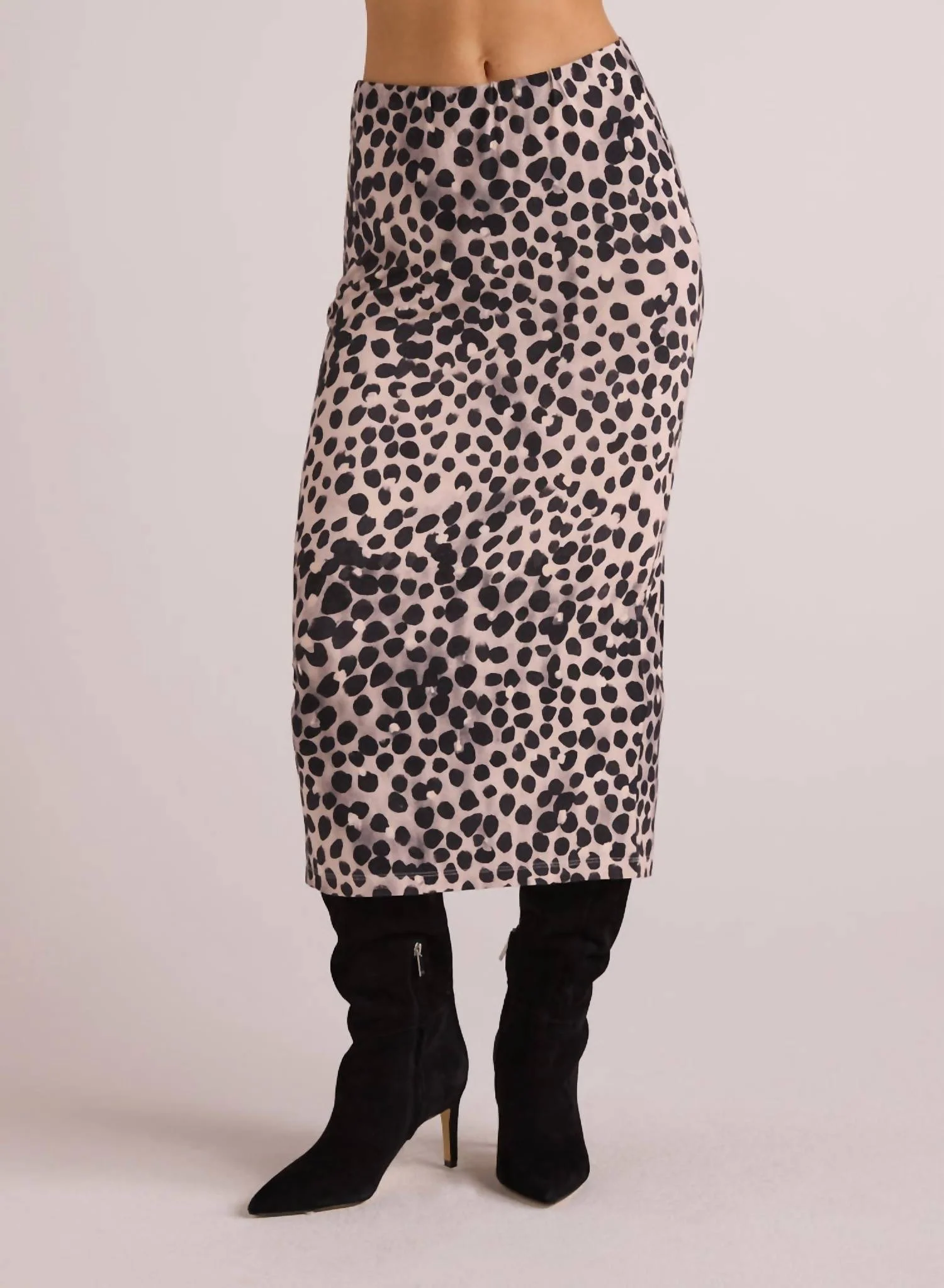 Clean Waist Straight Skirt In Winter Spots Print
